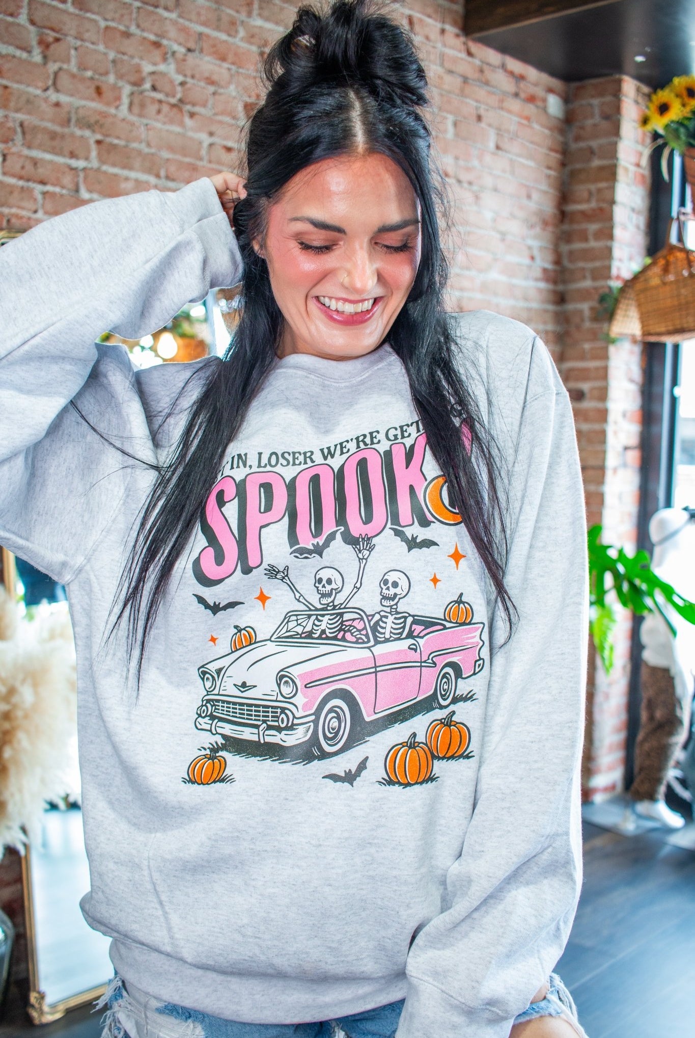 Get In Loser, We're Getting Spooky Retro Graphic Sweatshirt - Southern Chic Tees & Boutique