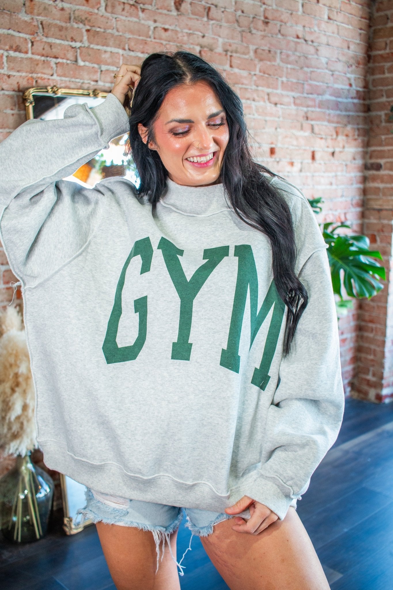 GYM & BED Reversible Oversized Fleece Mockneck Sweatshirt - Southern Chic Tees & Boutique