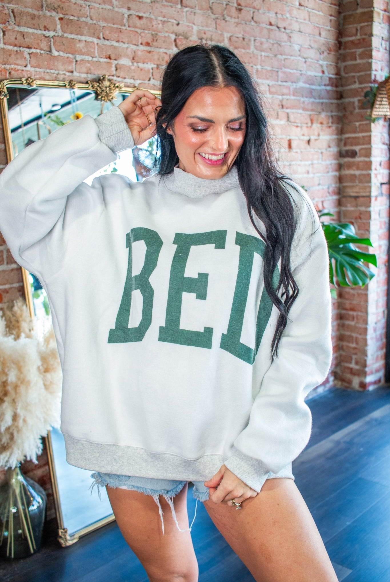 GYM & BED Reversible Oversized Fleece Mockneck Sweatshirt - Southern Chic Tees & Boutique