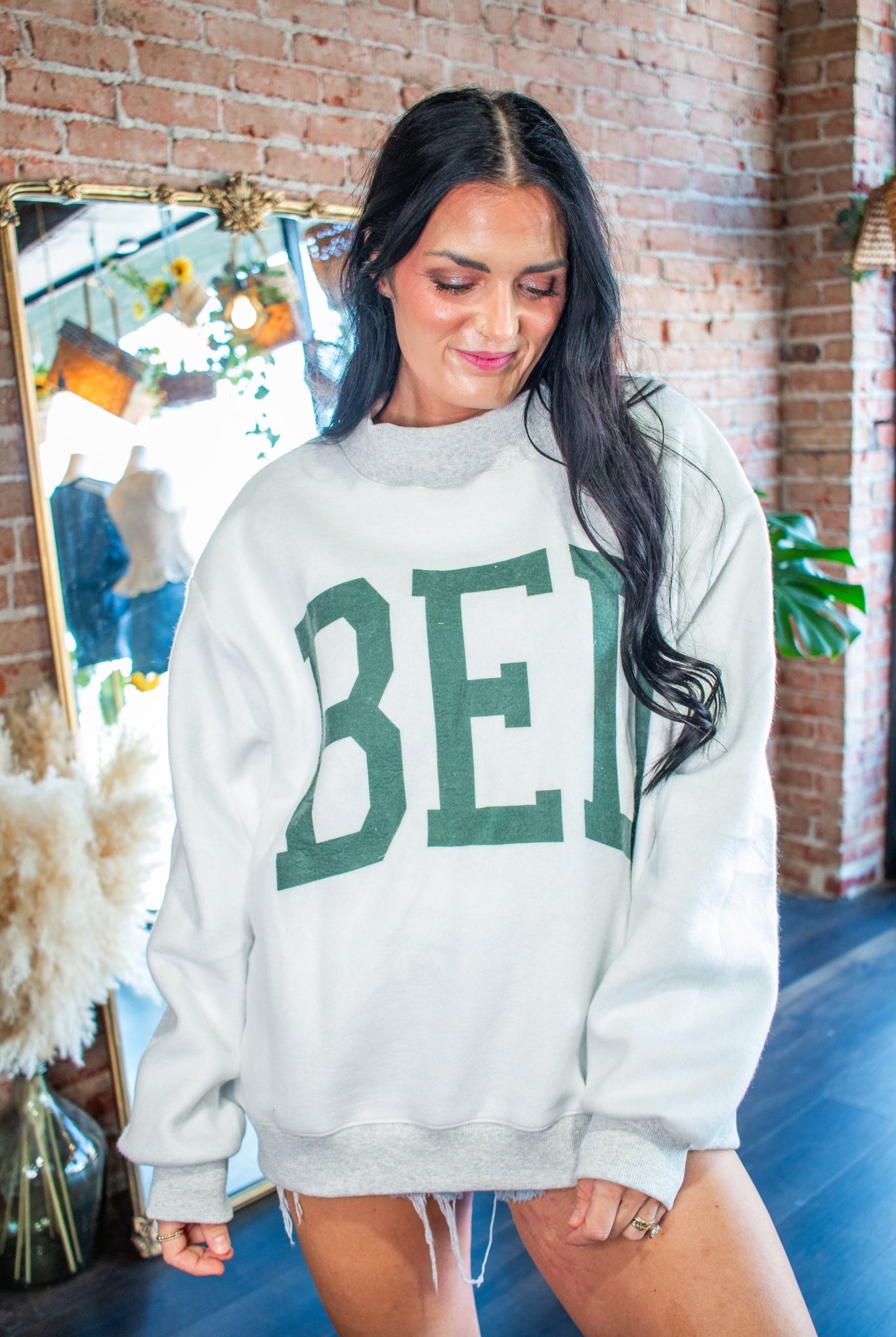GYM & BED Reversible Oversized Fleece Mockneck Sweatshirt - Southern Chic Tees & Boutique