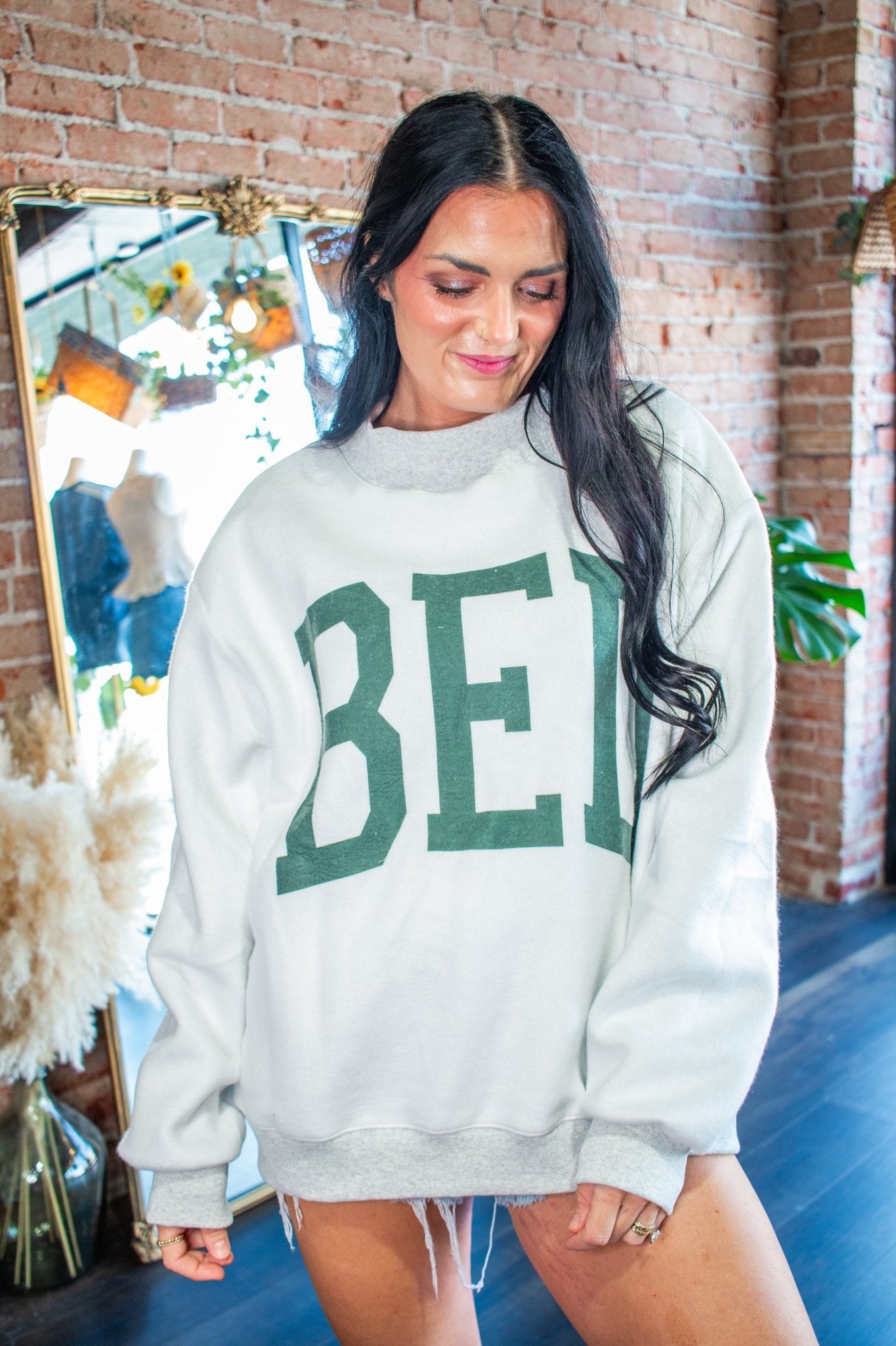 GYM & BED Reversible Oversized Fleece Mockneck Sweatshirt - Southern Chic Tees & Boutique