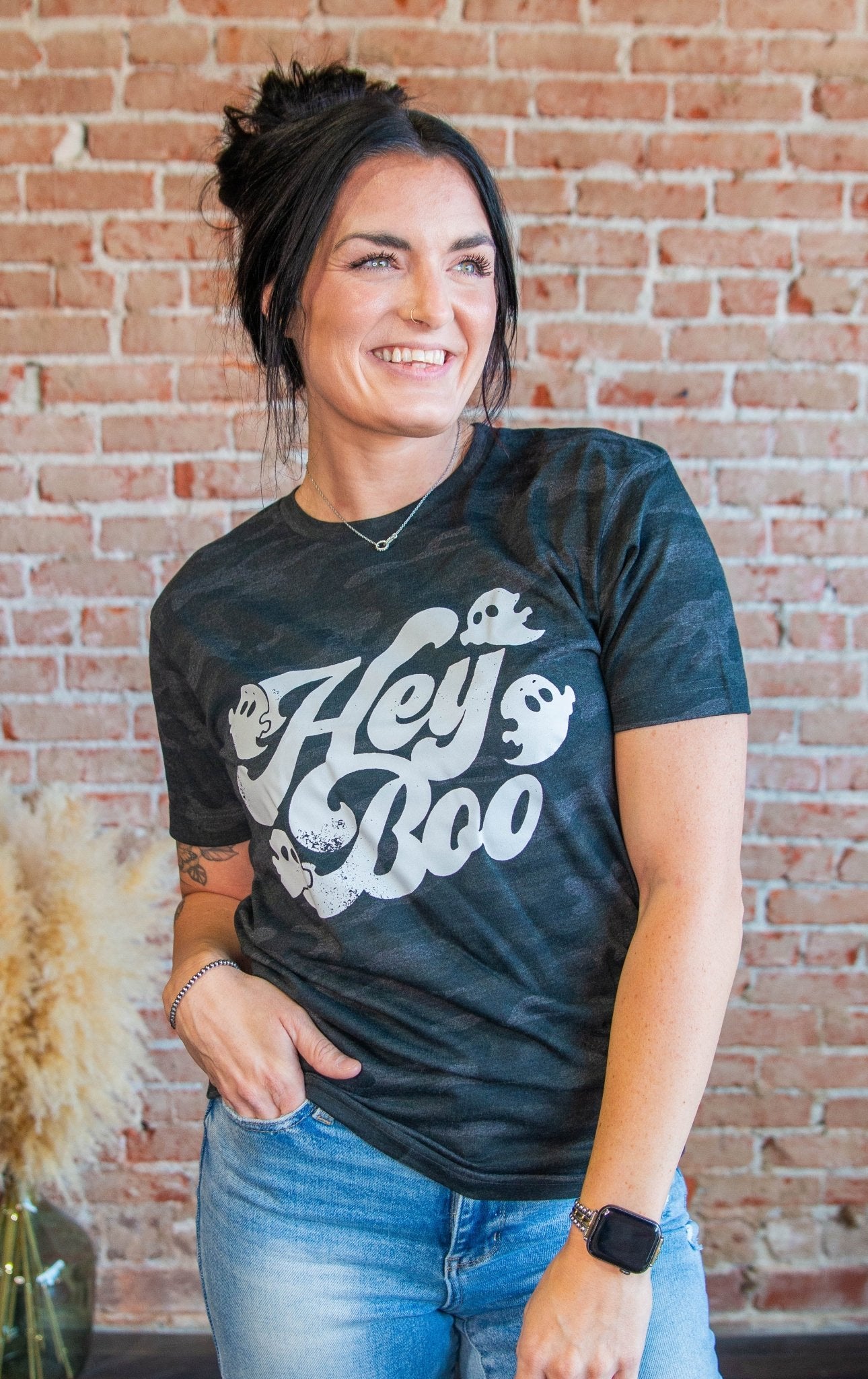 Hey Boo Camo Graphic Tee - Southern Chic Tees & Boutique