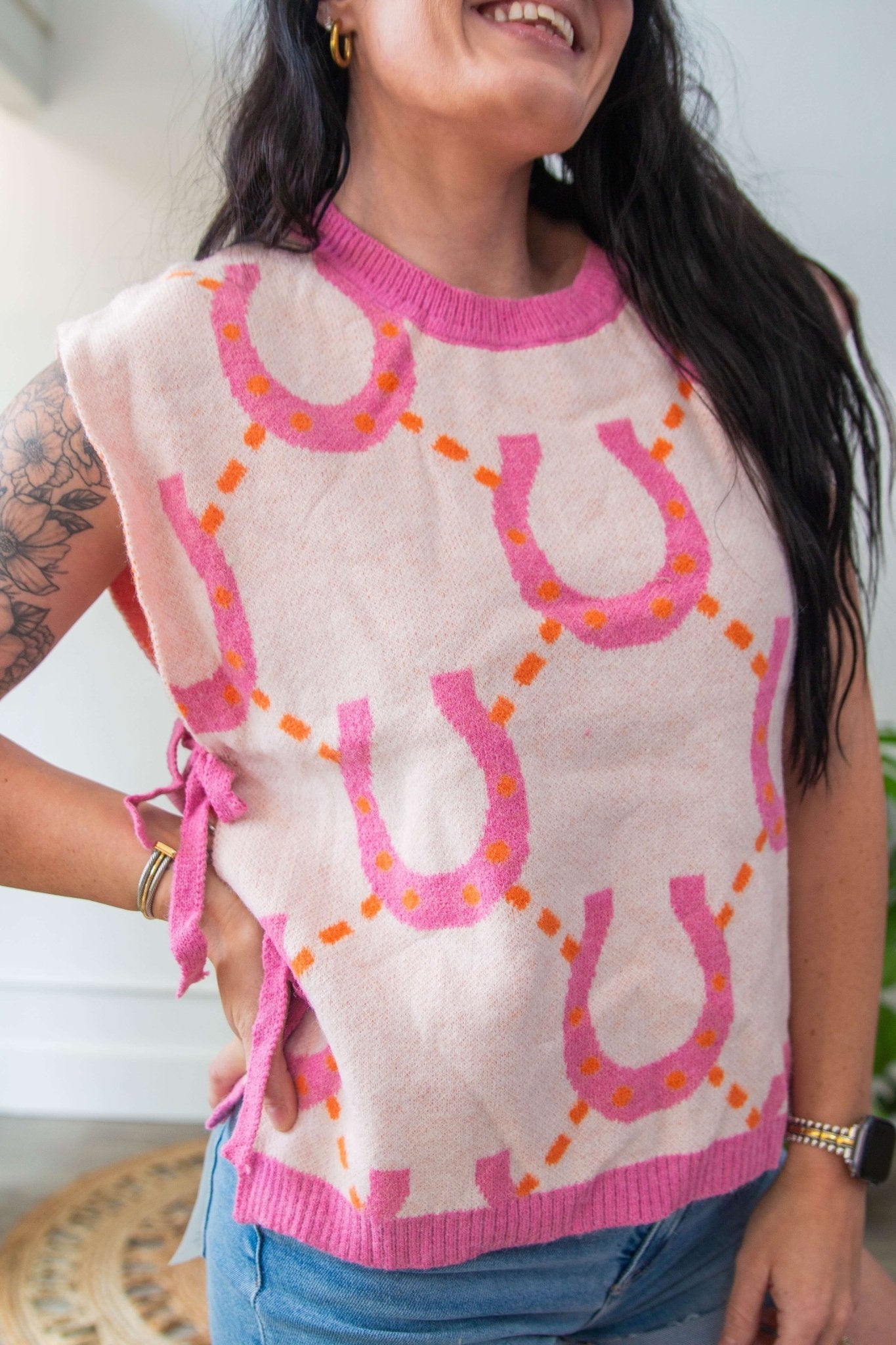 Horseshoe Side Bow Sweater Vest - Southern Chic Tees & Boutique