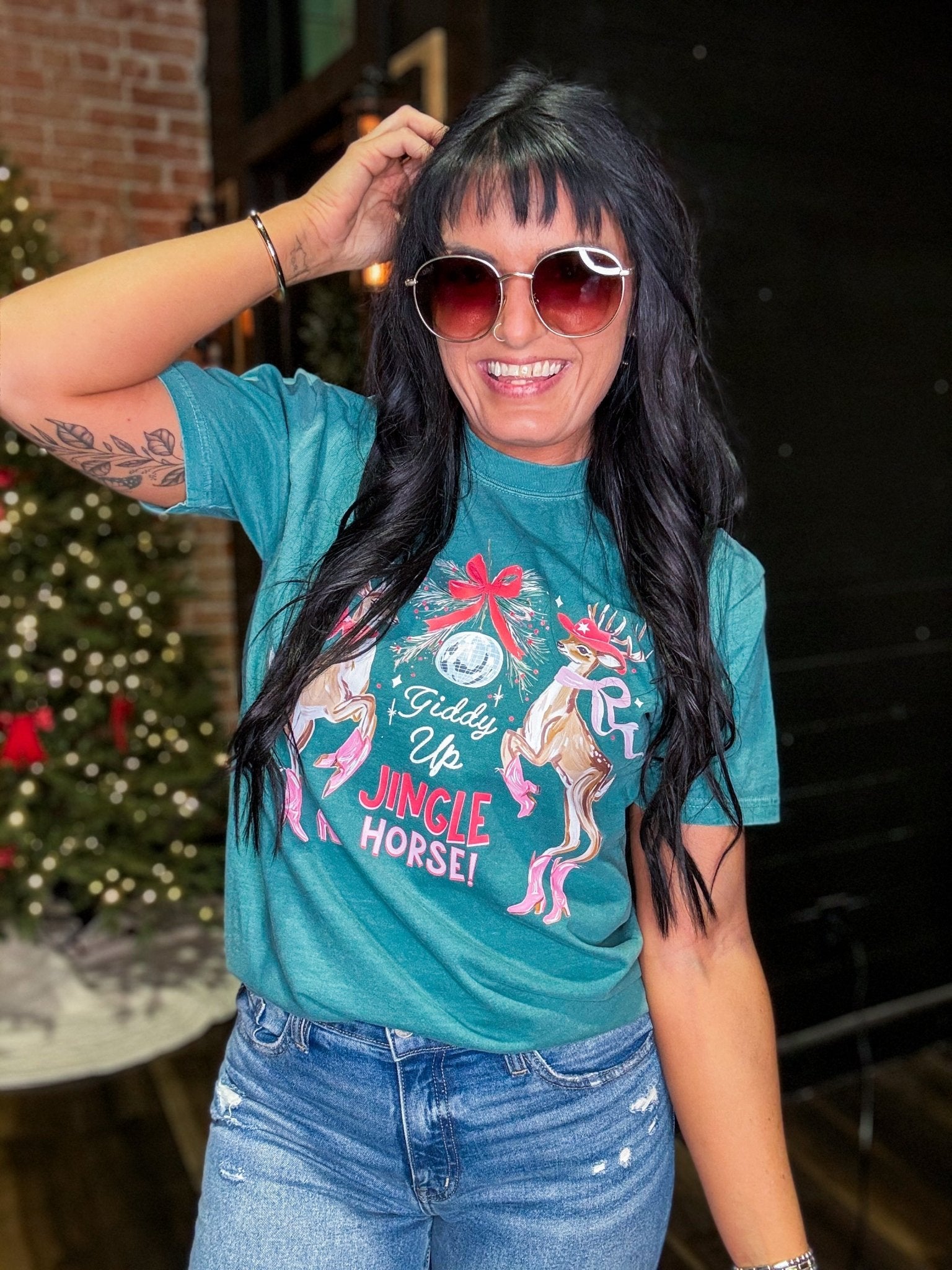 Jingle Horse Christmas Graphic Tee - Southern Chic Tees & Boutique