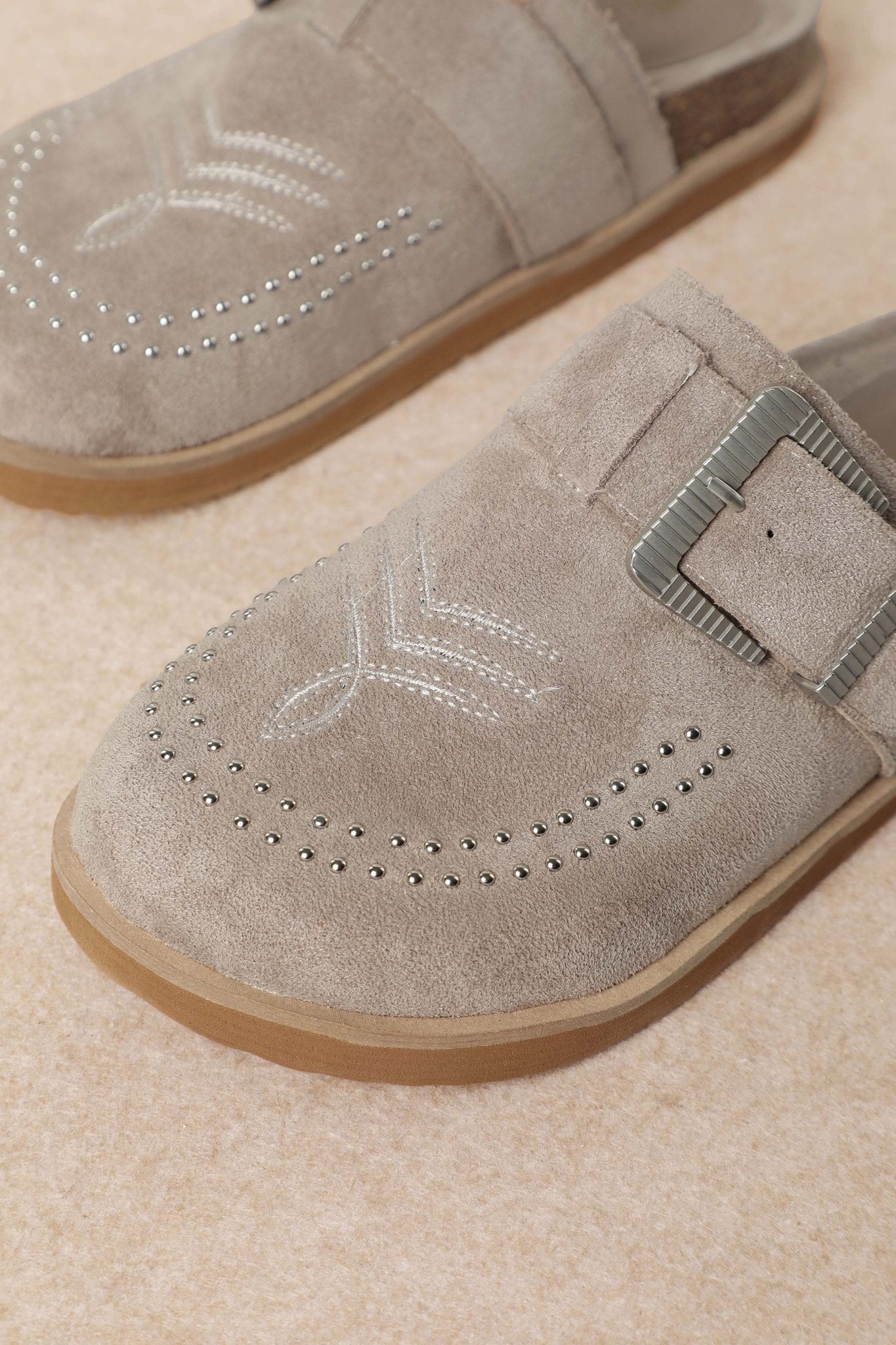 Josephine Studded Mules | Grey - Southern Chic Tees & Boutique