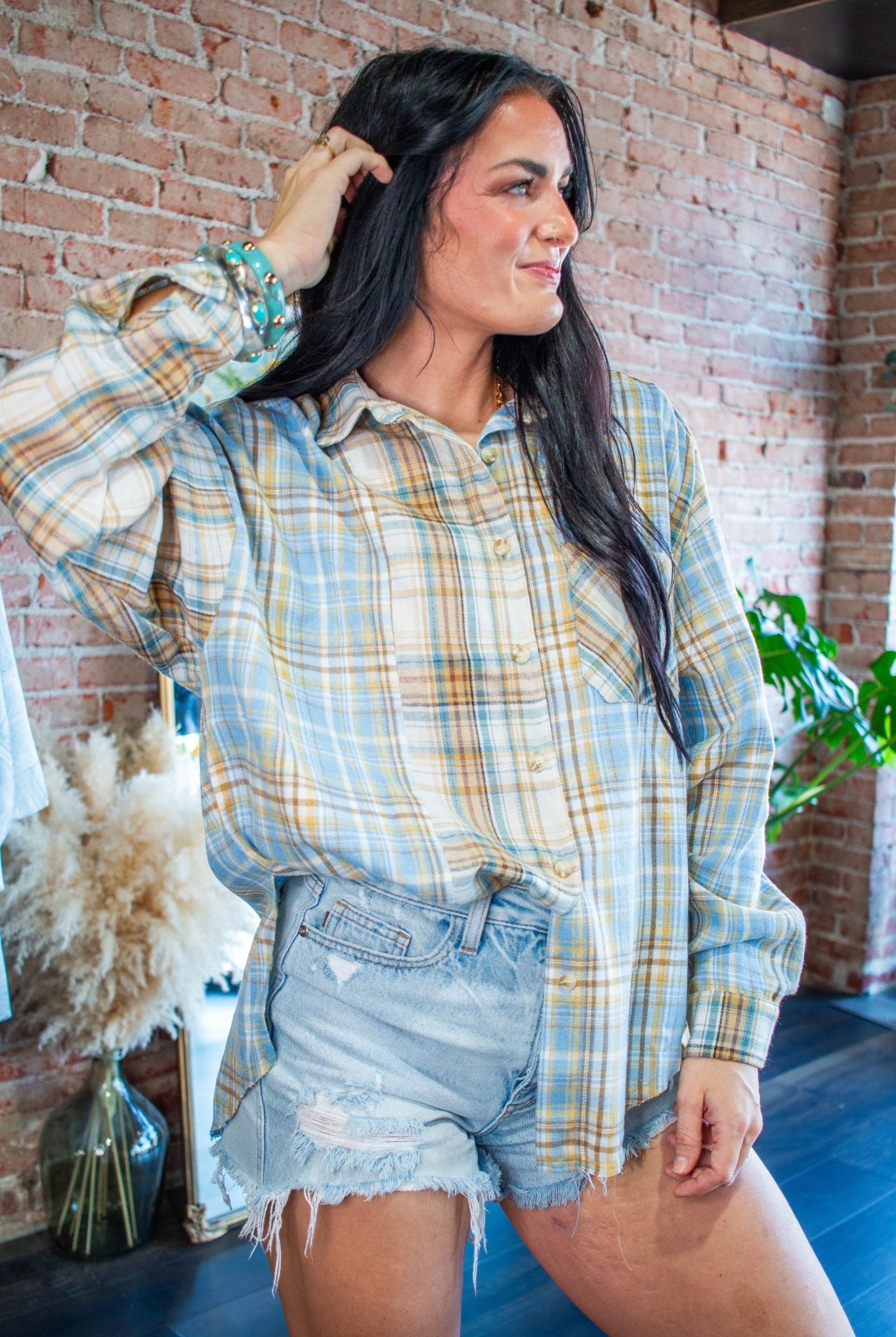 Kambrie Relaxed Patchwork Plaid Flannel Shirt - Southern Chic Tees & Boutique