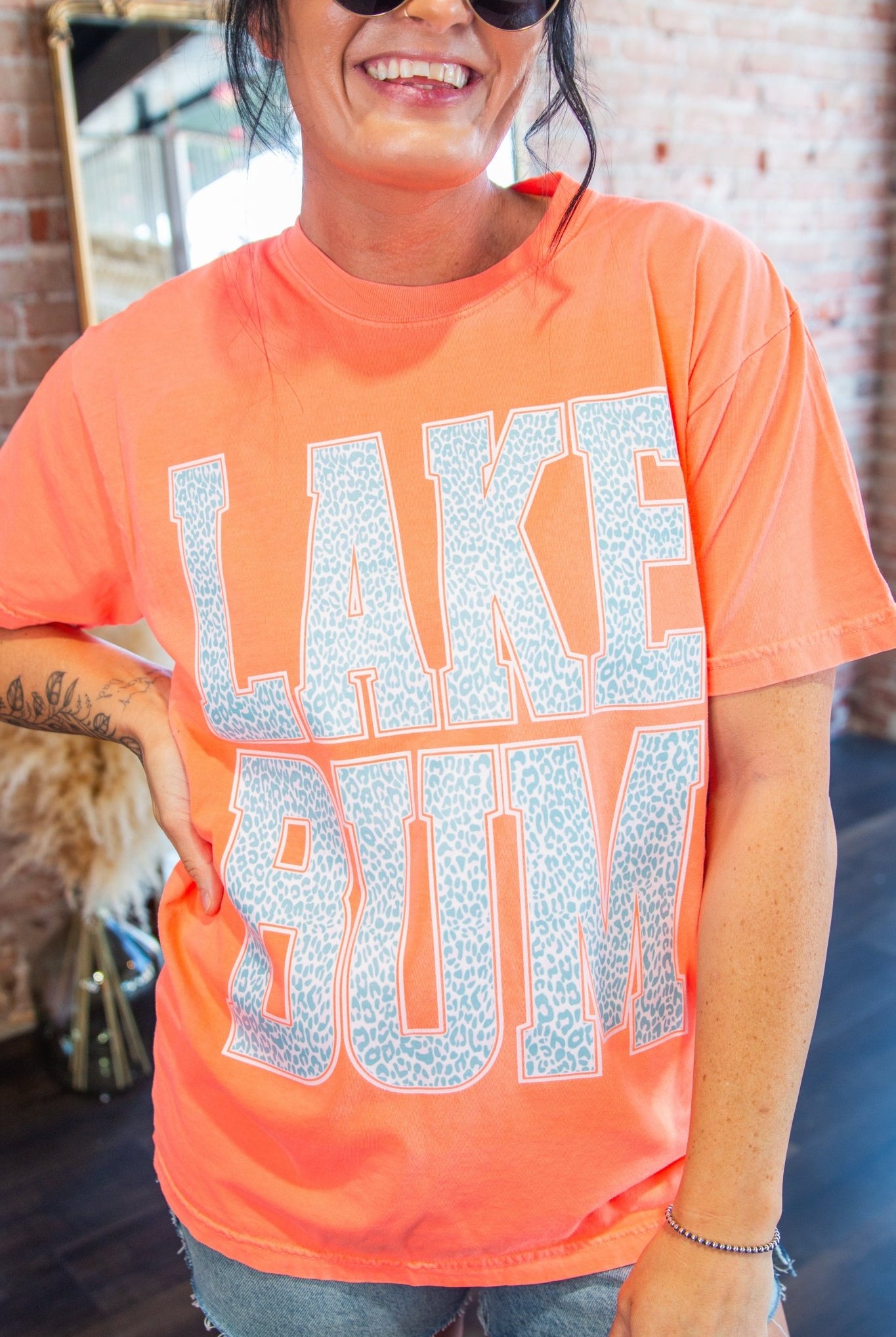 Lake Bum Leopard Graphic Tee | Premium Comfort Colors Cotton Shirt - Southern Chic Tees & Boutique