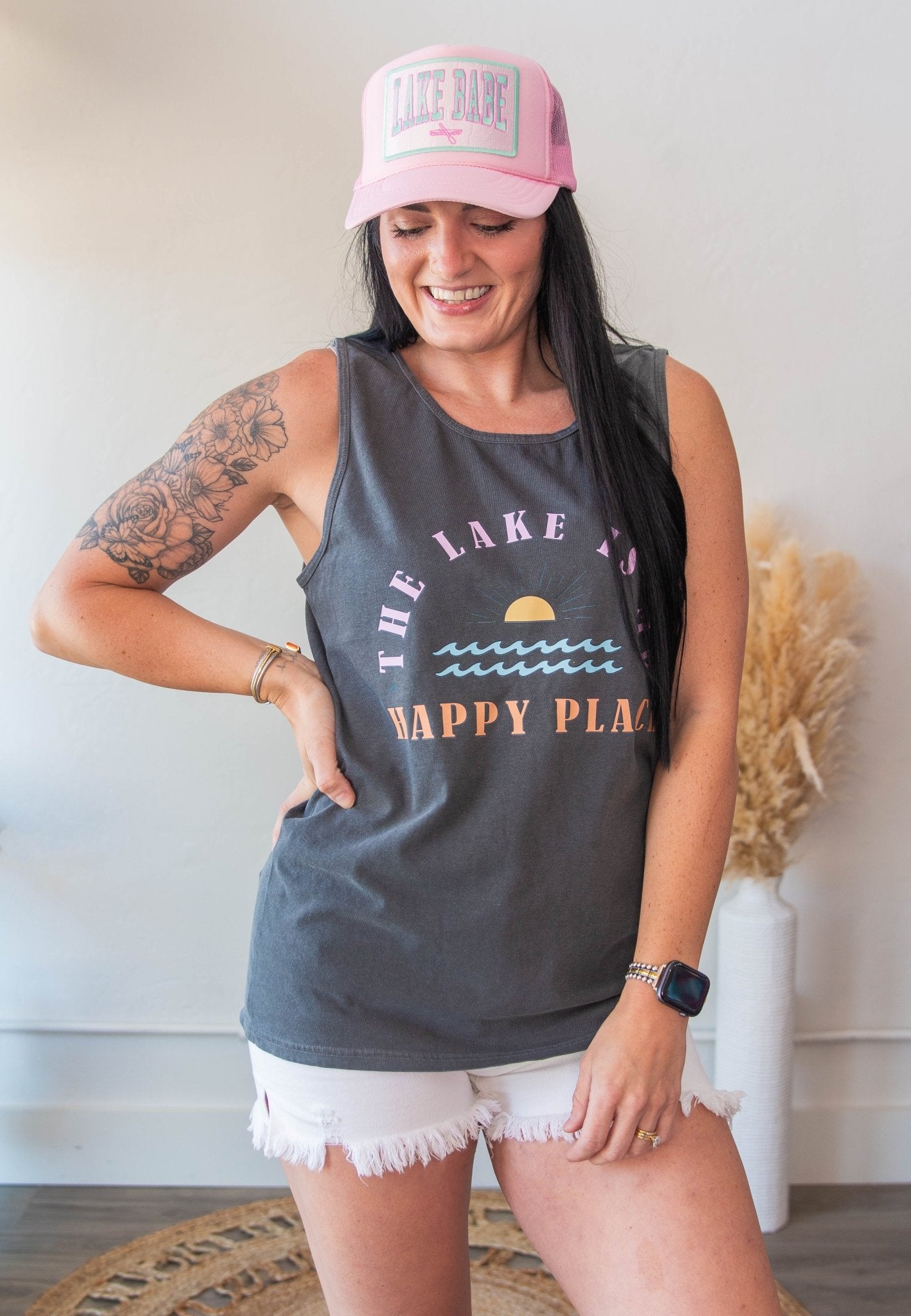 Lake Happy Place Graphic Tank - Southern Chic Tees & Boutique