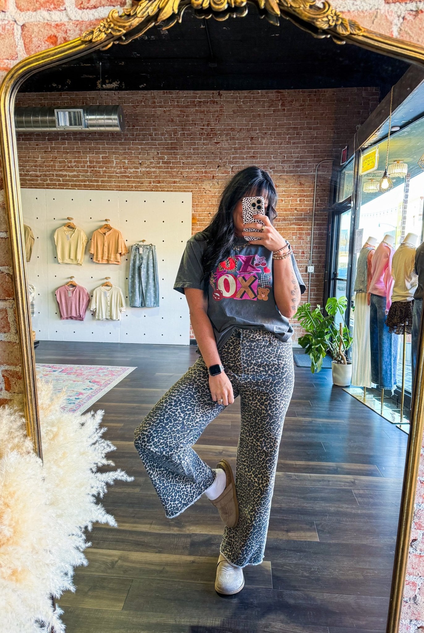 Leopard Print High Rise Flare Jeans - Southern Chic Tees & Boutique