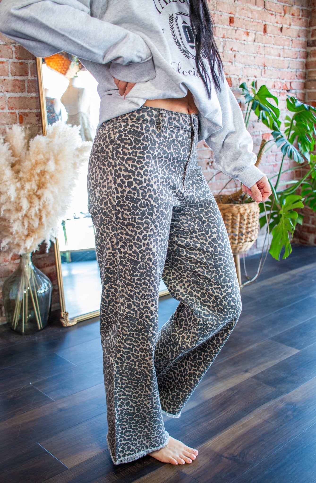 Leopard Print High Rise Flare Jeans - Southern Chic Tees & Boutique