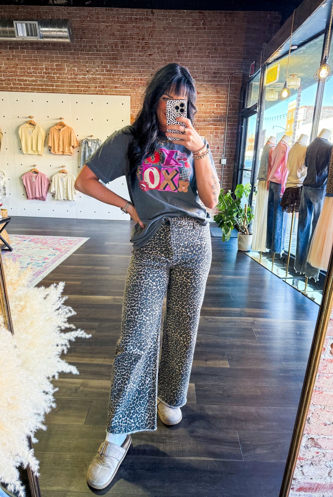 Leopard Print High Rise Flare Jeans - Southern Chic Tees & Boutique