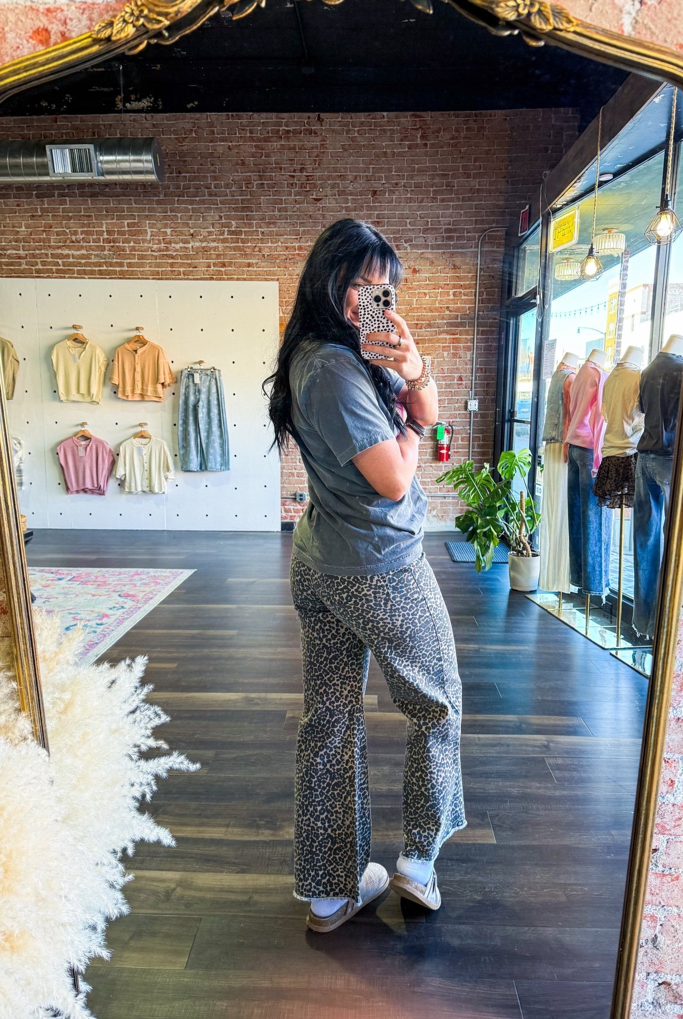 Leopard Print High Rise Flare Jeans - Southern Chic Tees & Boutique