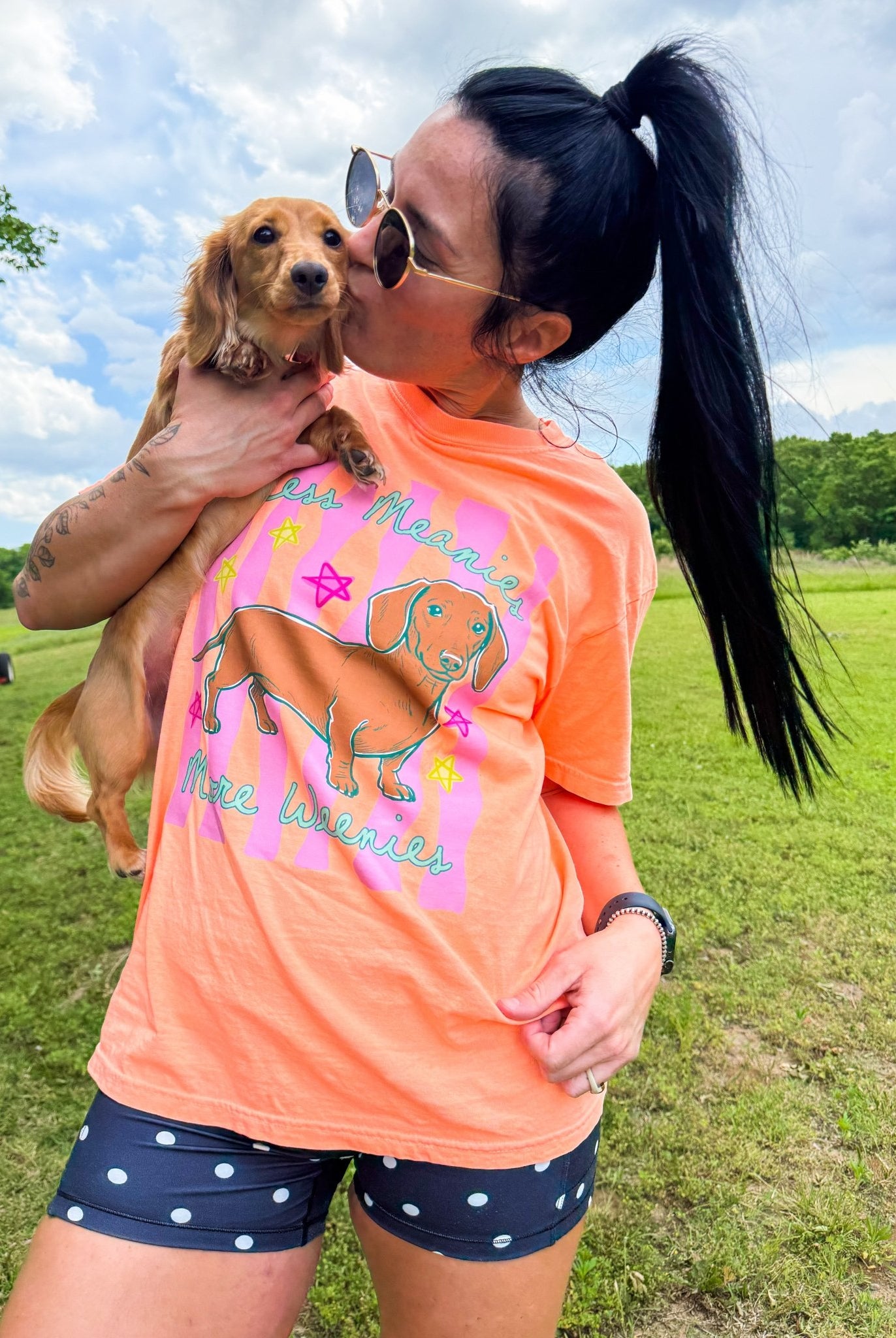 "Less Meanies More Weenies" Retro Dachshund Graphic Tee - Southern Chic Tees & Boutique