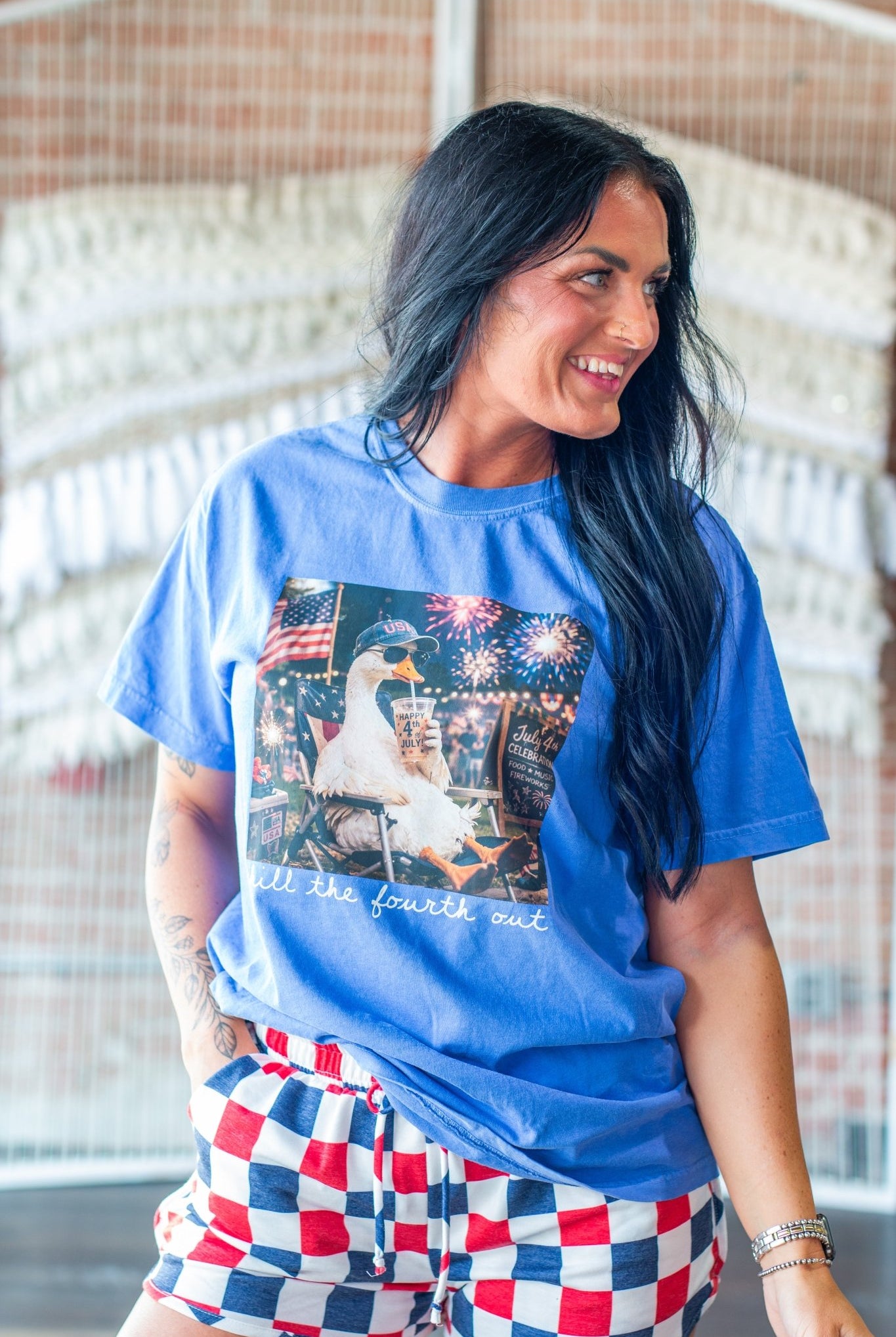 Liberty Check Retro Patriotic Shorts – Bold Red, White & Blue - Southern Chic Tees & Boutique