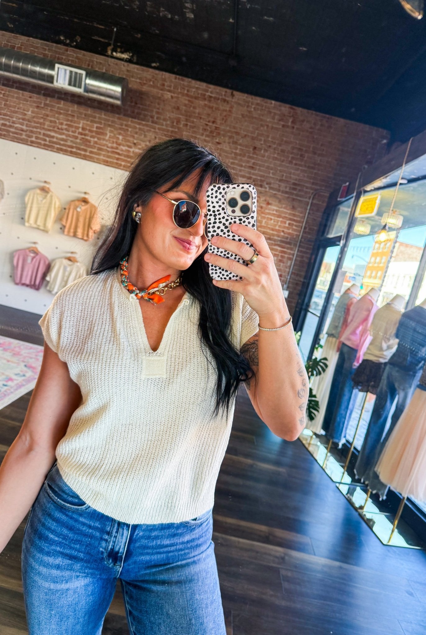 Lightweight Split Neck Sleeveless Sweater | Cream - Southern Chic Tees & Boutique