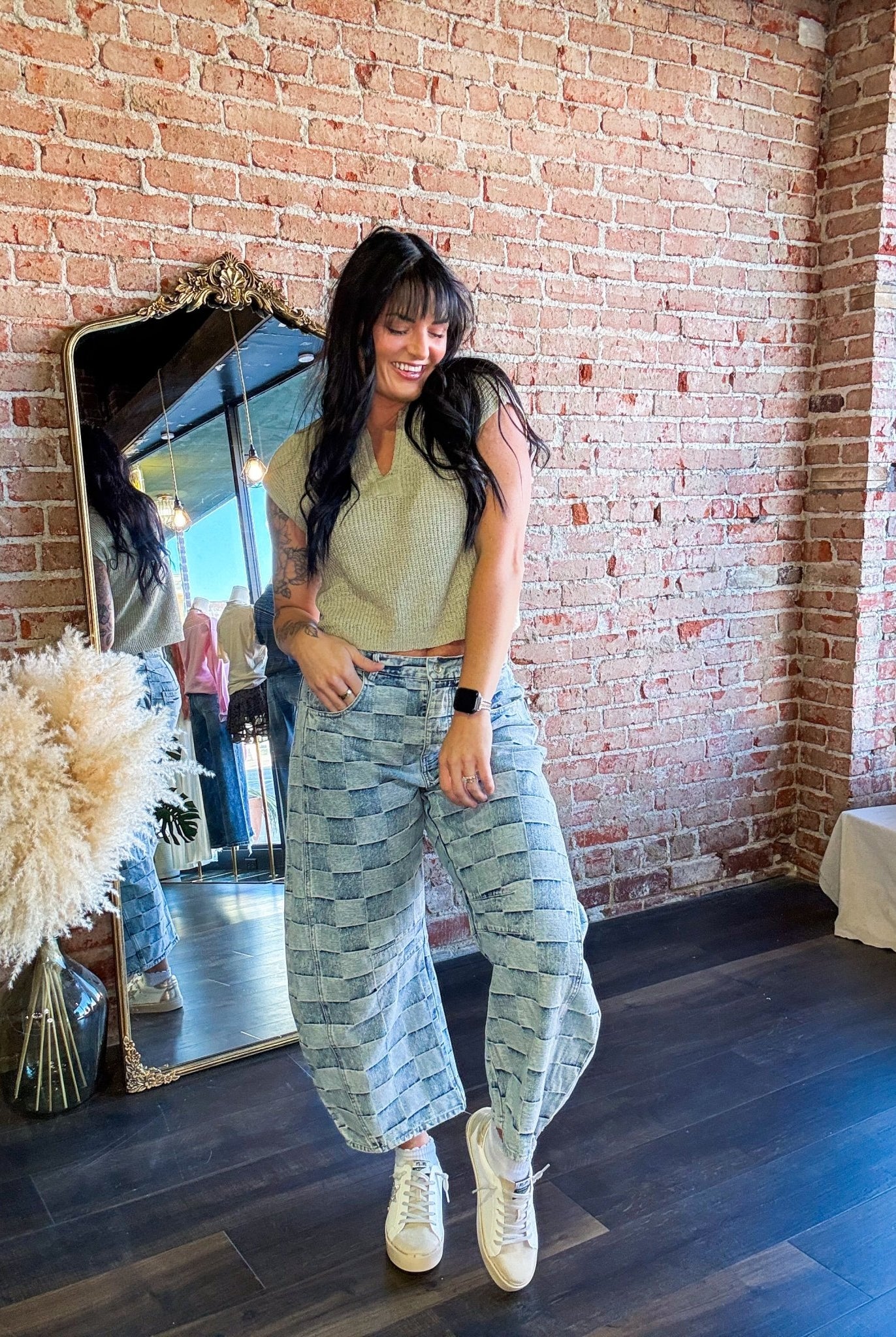 Lightweight Split Neck Sleeveless Sweater | Light Olive - Southern Chic Tees & Boutique