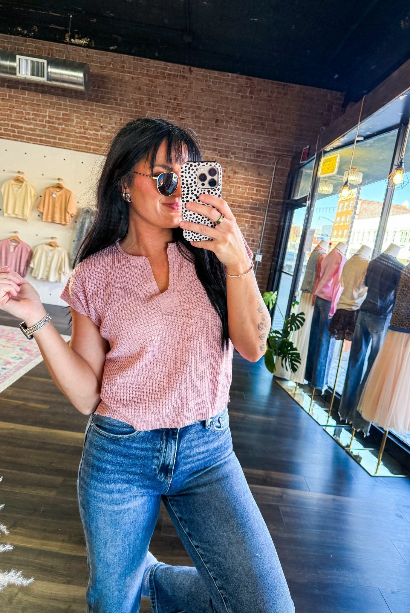 Lightweight Split Neck Sleeveless Sweater | Mauve - Southern Chic Tees & Boutique