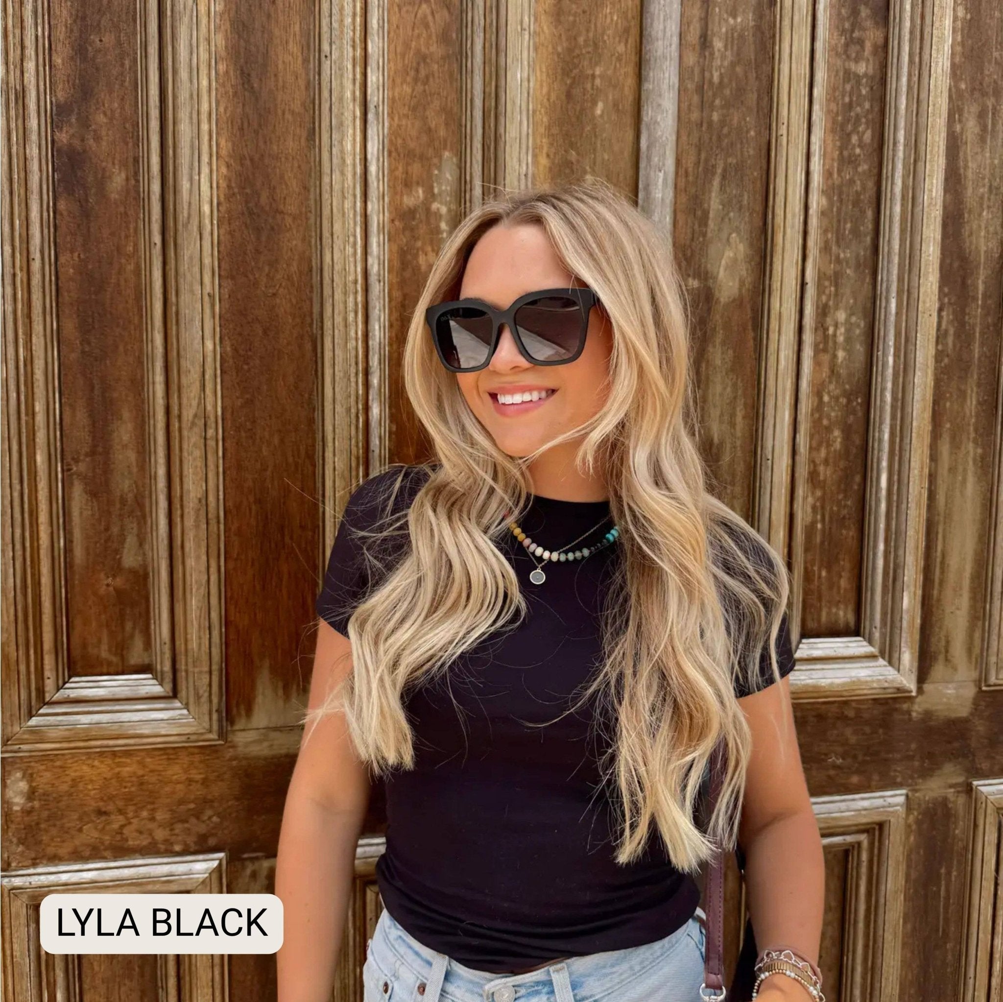 Lyla - Polarized Medium Cat Eye Sunglasses: Black - Southern Chic Tees & Boutique