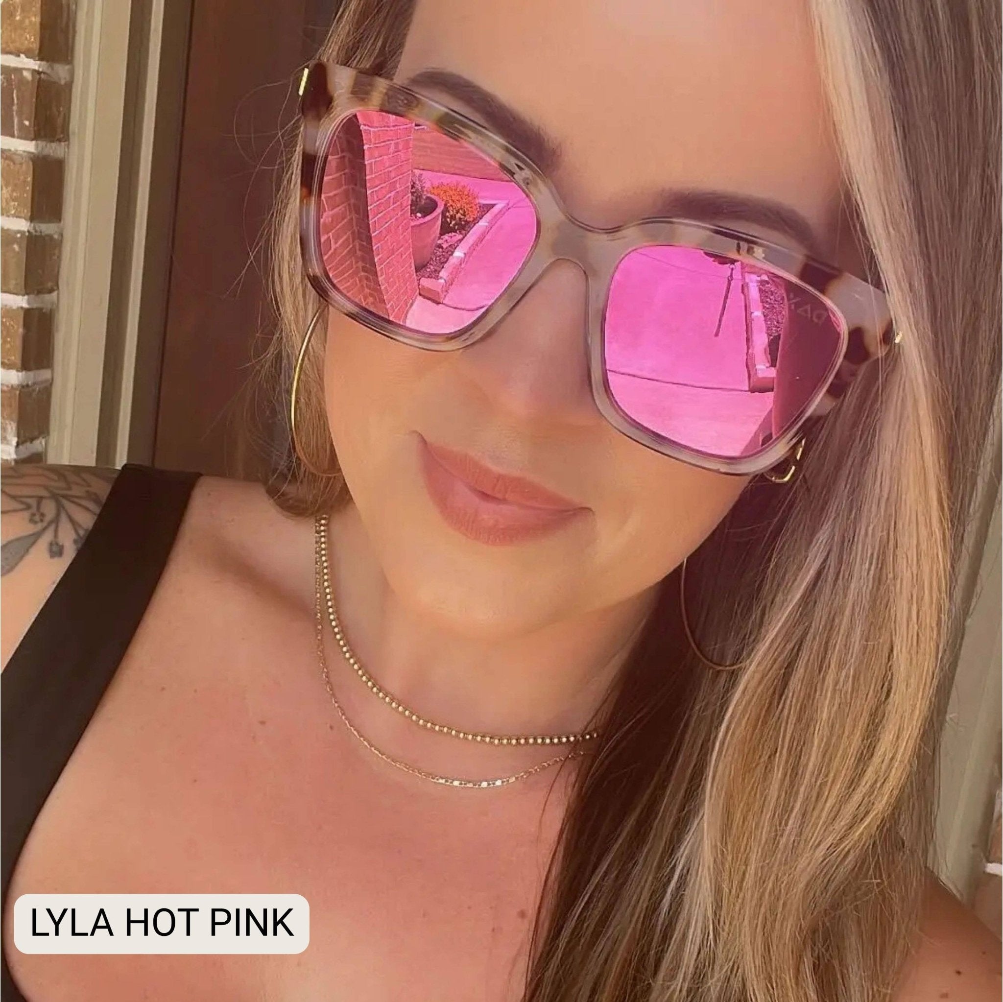 Lyla - Polarized Medium Cat Eye Sunglasses: Hot Pink - Southern Chic Tees & Boutique