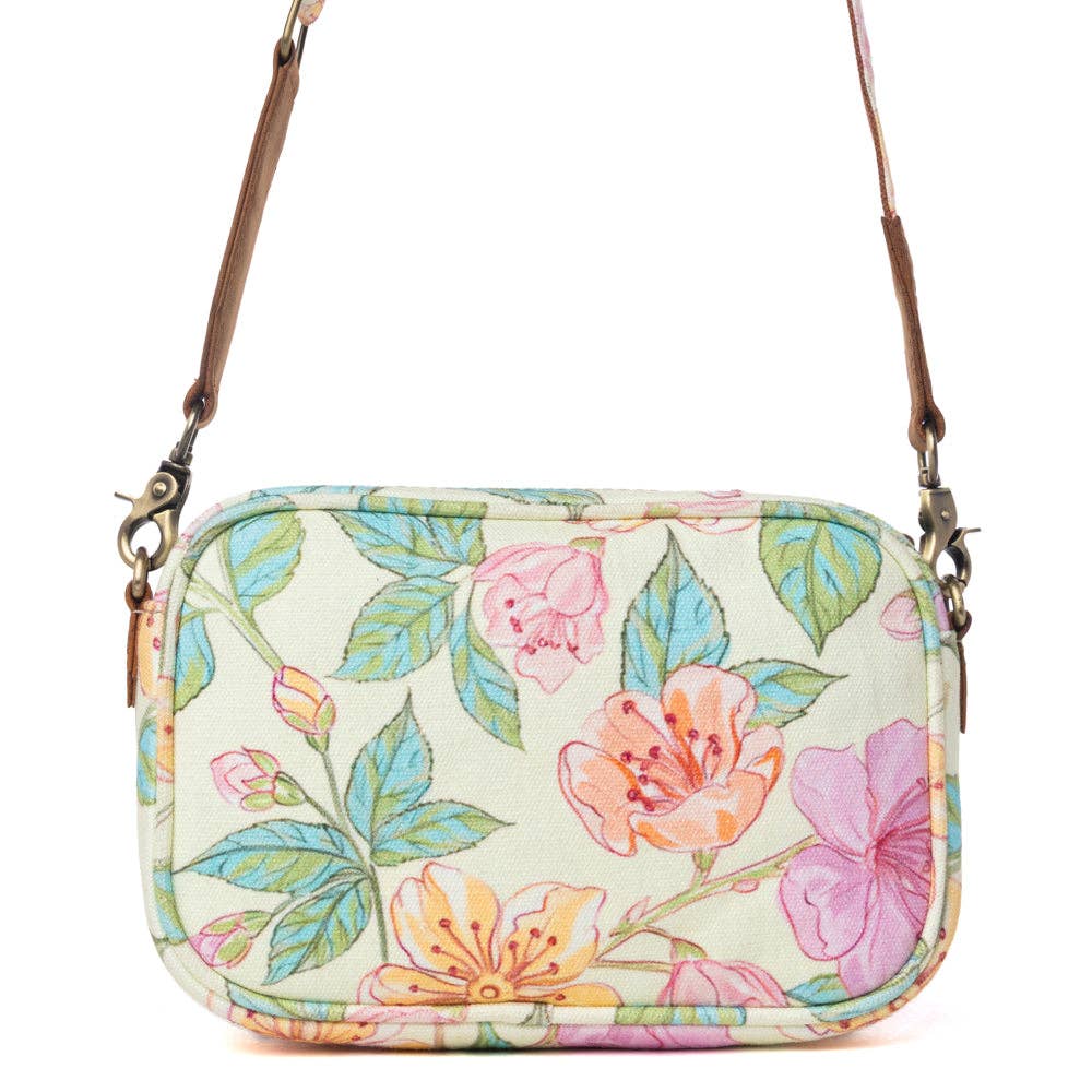 Meadow Song Cotton & Leather Crossbody Bag in Lemon Blossom: Lemon Blossom - Southern Chic Tees & Boutique