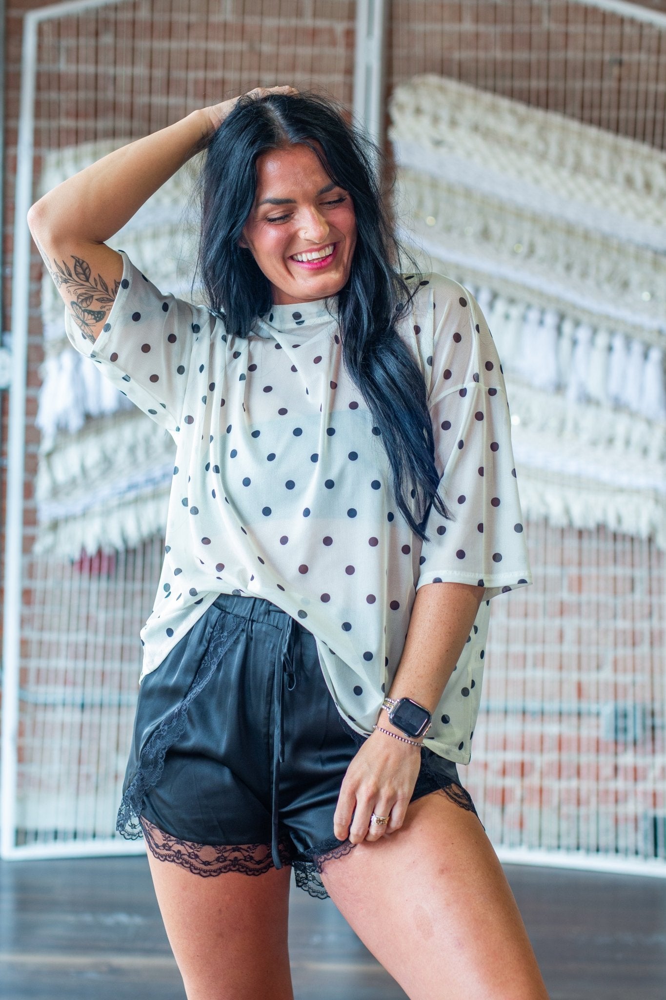 Midnight Luxe Lace - Trimmed Satin Shorts - Southern Chic Tees & Boutique