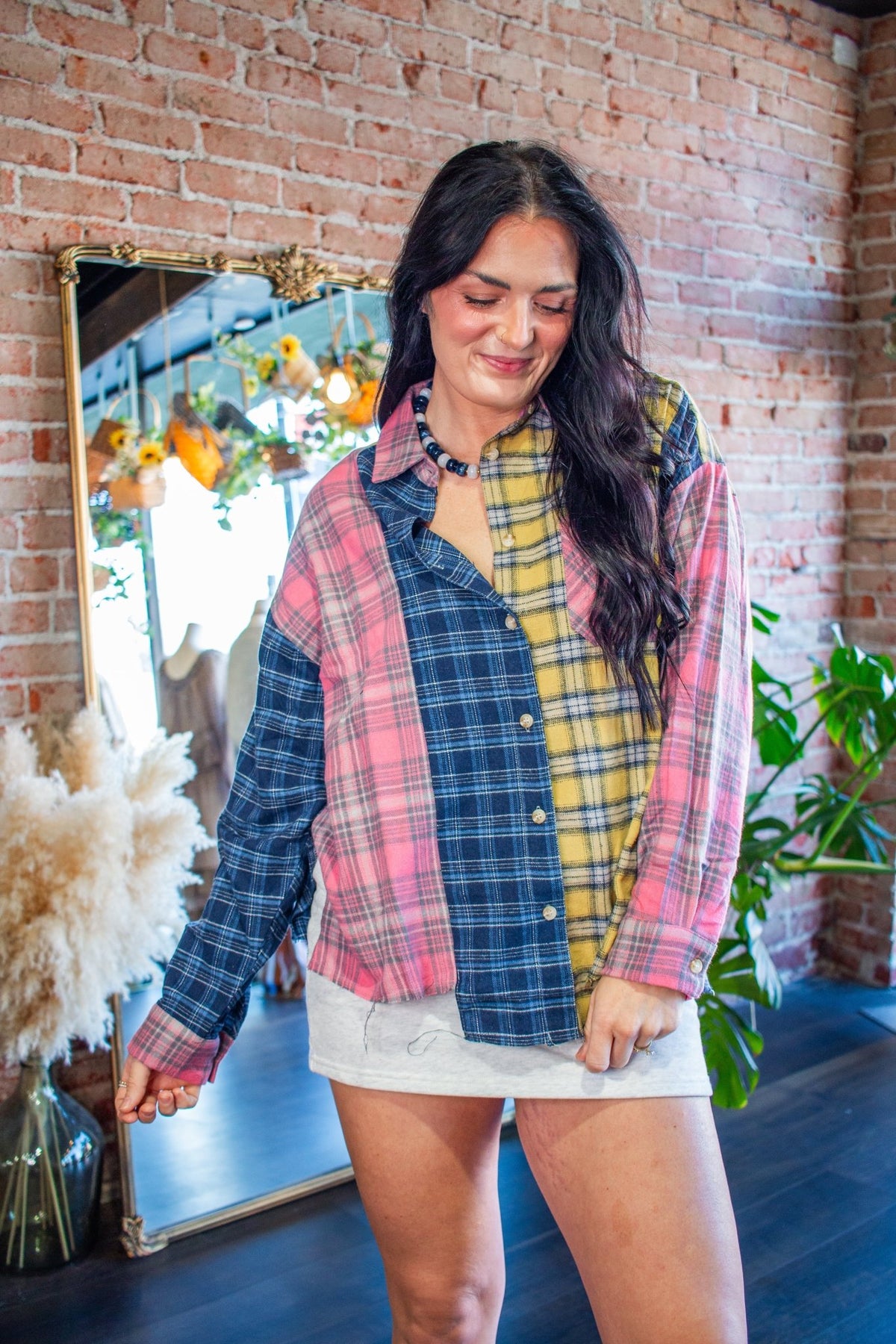 Mulitcolor Kambrie Relaxed Patchwork Plaid Flannel Shirt - Southern Chic Tees & Boutique