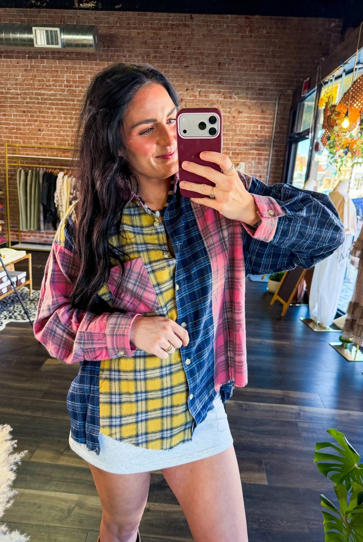 Mulitcolor Kambrie Relaxed Patchwork Plaid Flannel Shirt - Southern Chic Tees & Boutique