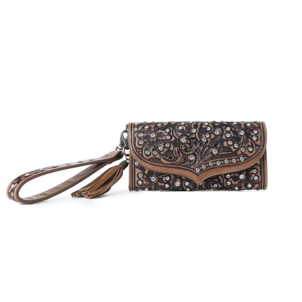 Myra Wildflower Story Handtooled Leather Wallet in Earth Bloom: Earth Bloom - Southern Chic Tees & Boutique