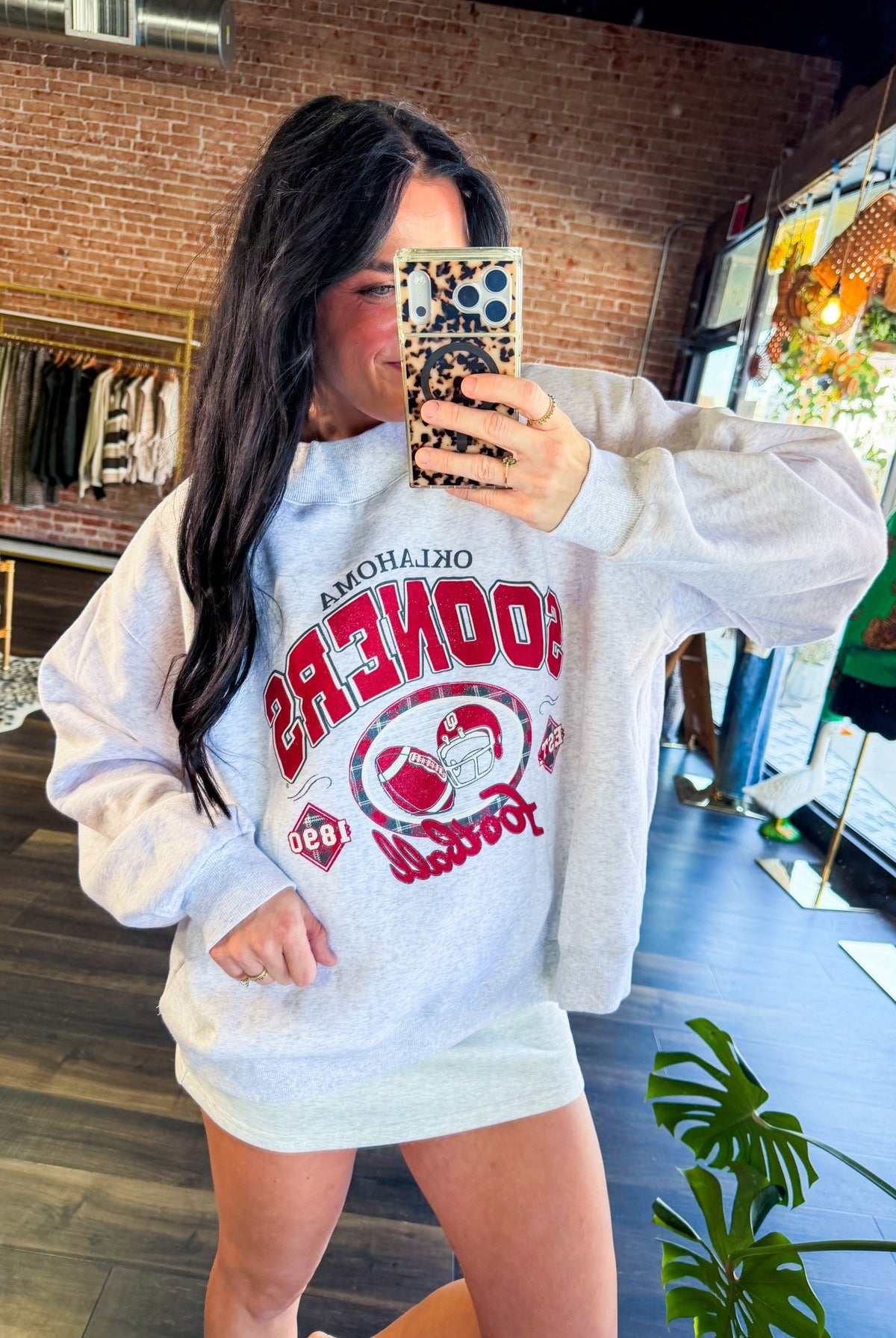 Oklahoma Sooners Gridiron Mock Neck Sweatshirt – Ash Gray - Southern Chic Tees & Boutique
