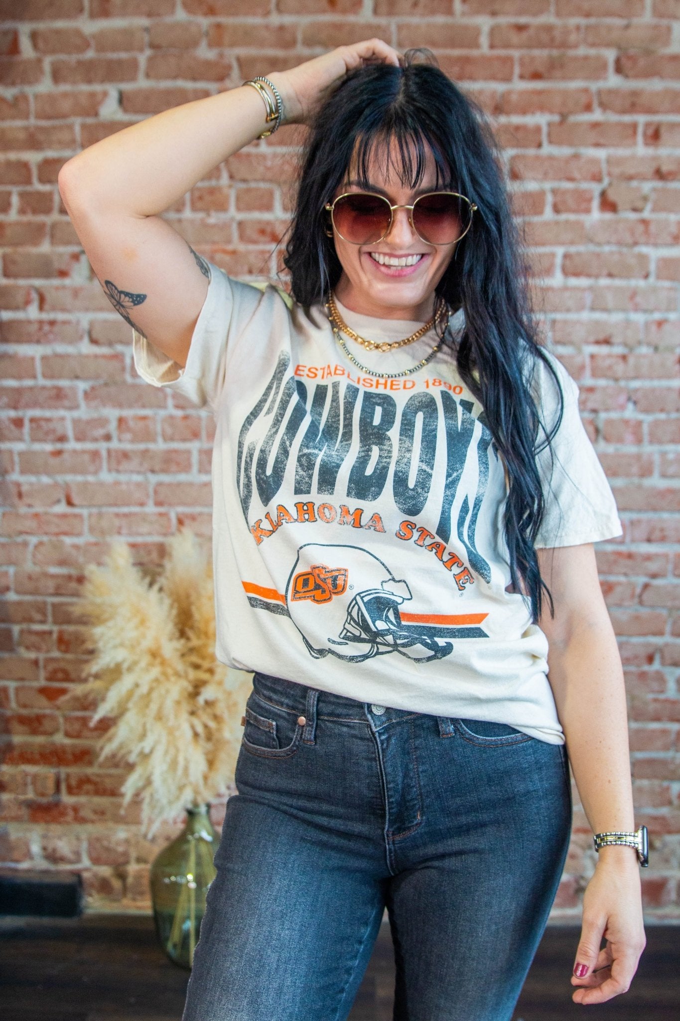 OSU Cowboys Established Helmet Thrifted Tee - Southern Chic Tees & Boutique