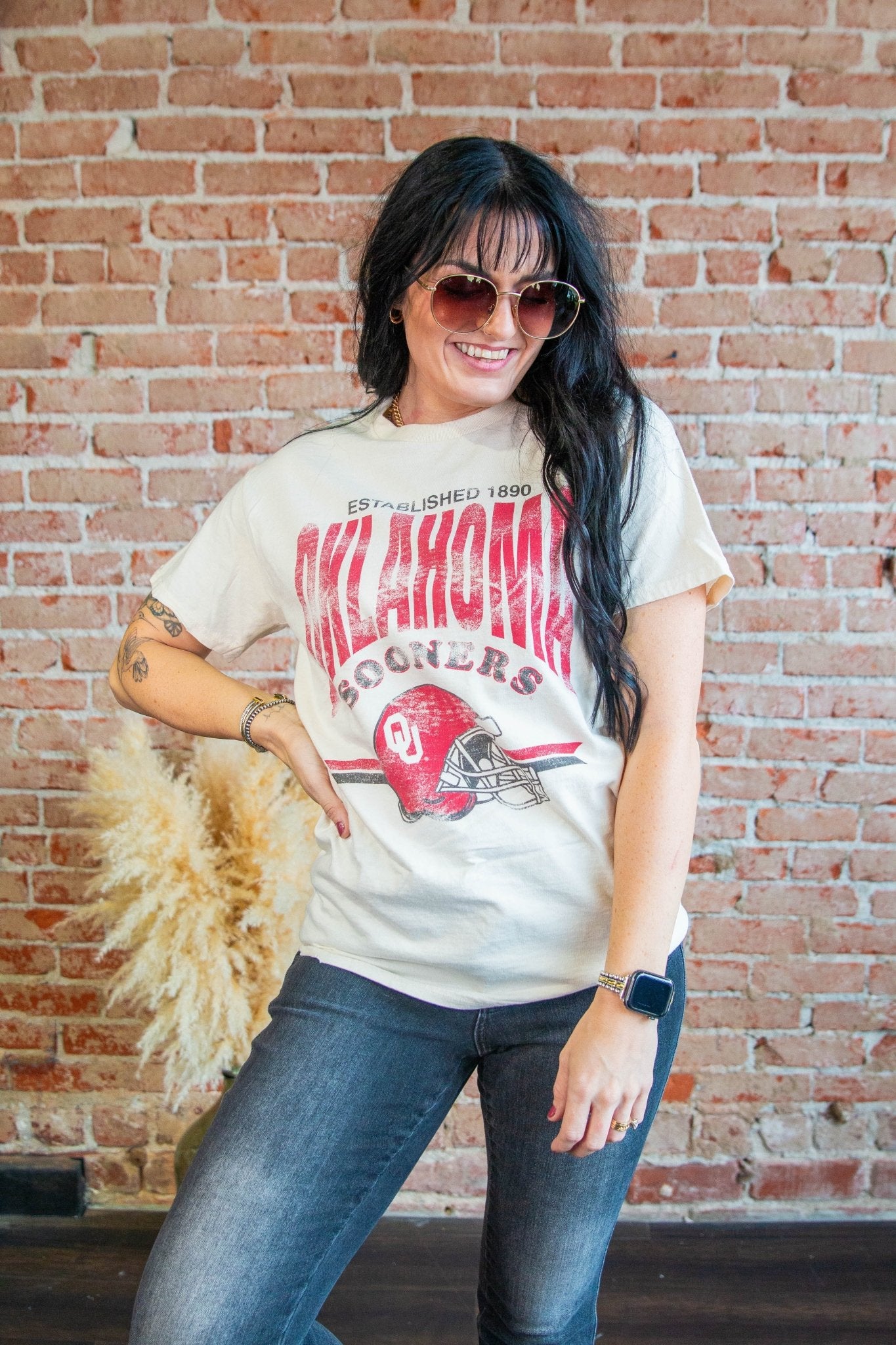 OU Sooners Established Helmet Thrifted Tee - Southern Chic Tees & Boutique
