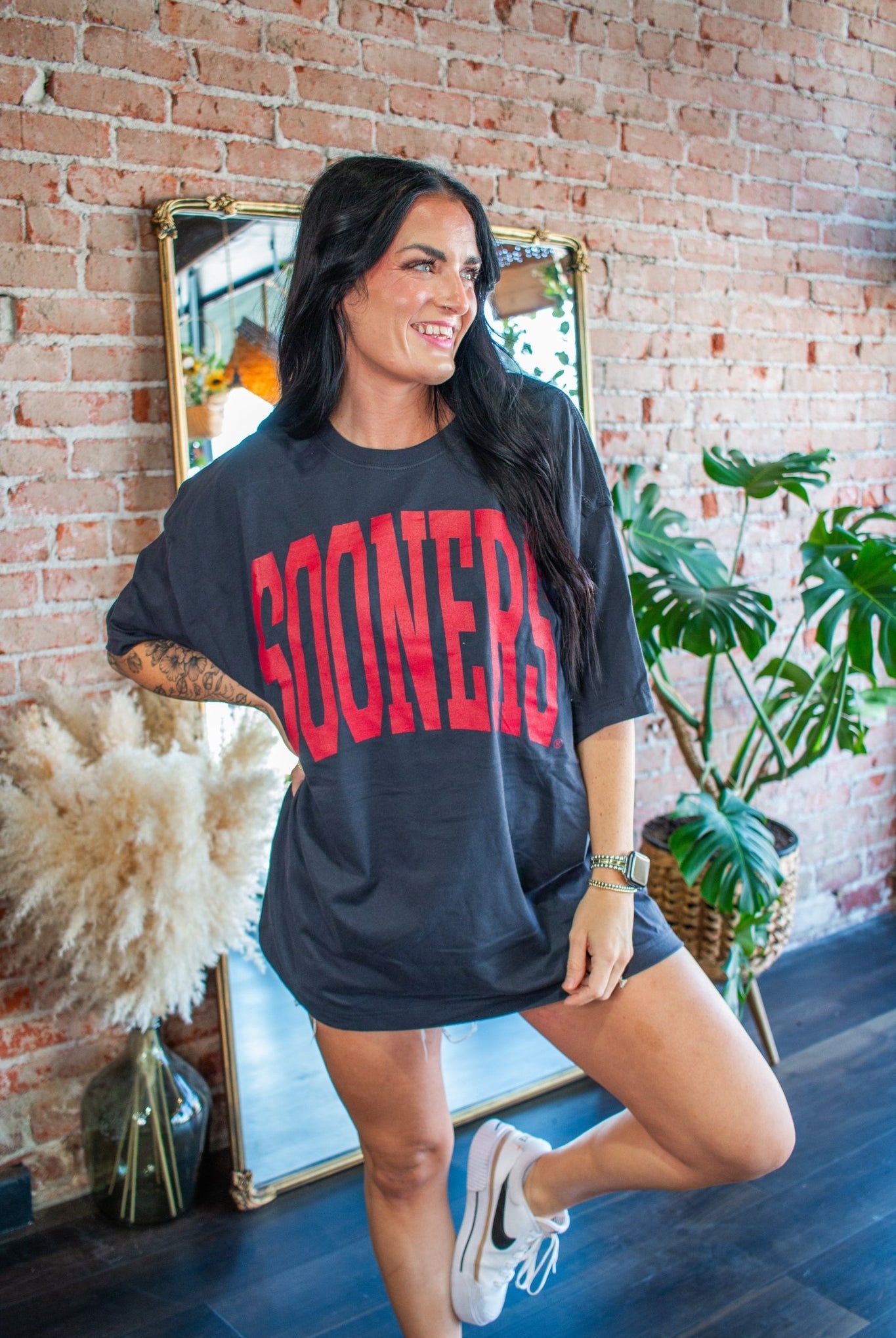 OU Sooners Official "Tall Boy" Oversized Graphic Tee – Smoke Grey - Southern Chic Tees & Boutique
