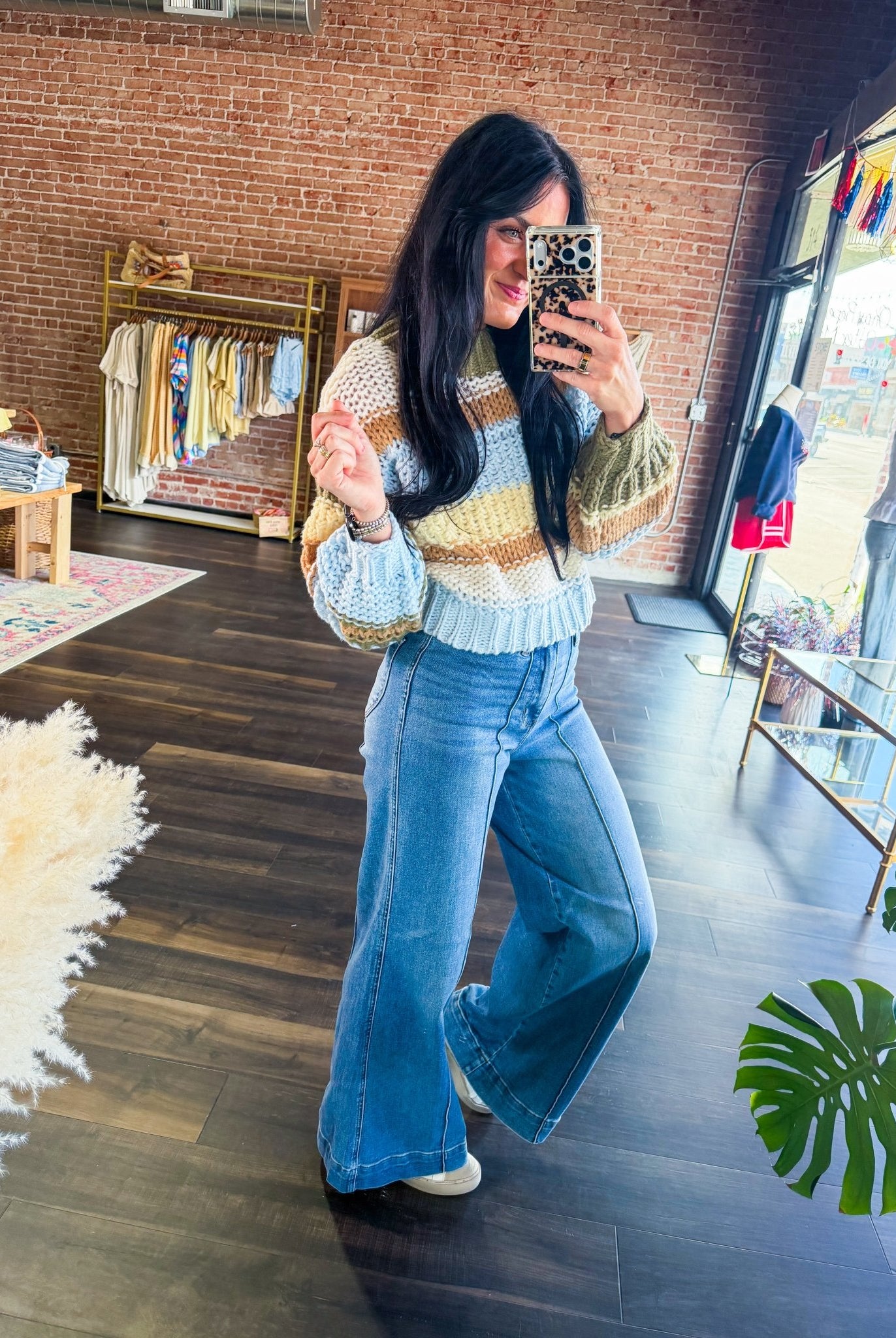 Oversized Striped Chunky Knit Sweater - Southern Chic Tees & Boutique