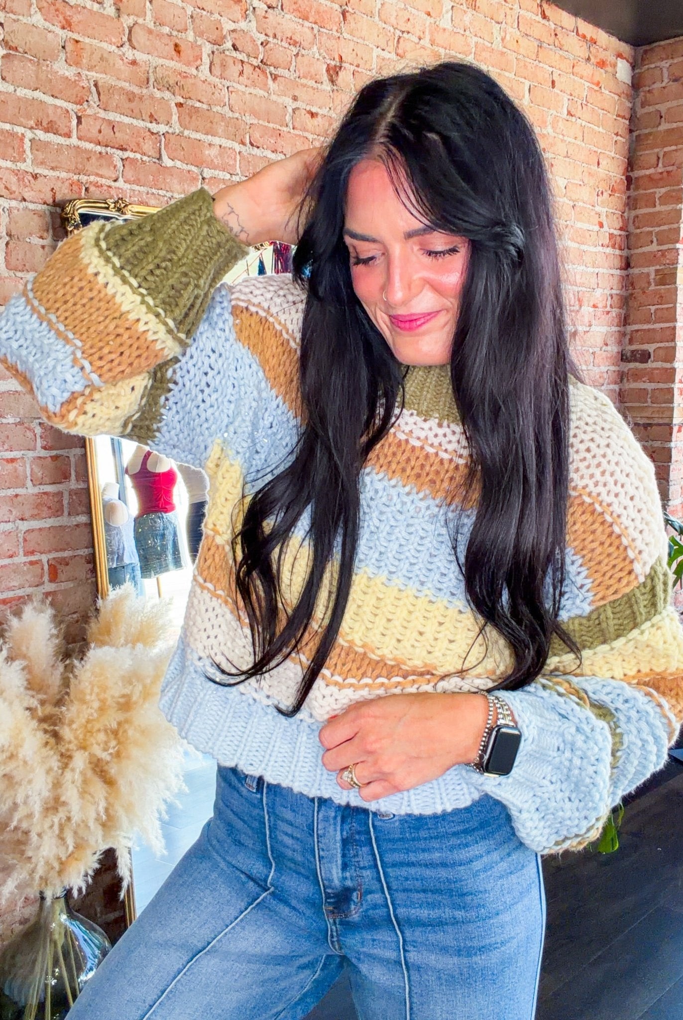 Oversized Striped Chunky Knit Sweater - Southern Chic Tees & Boutique
