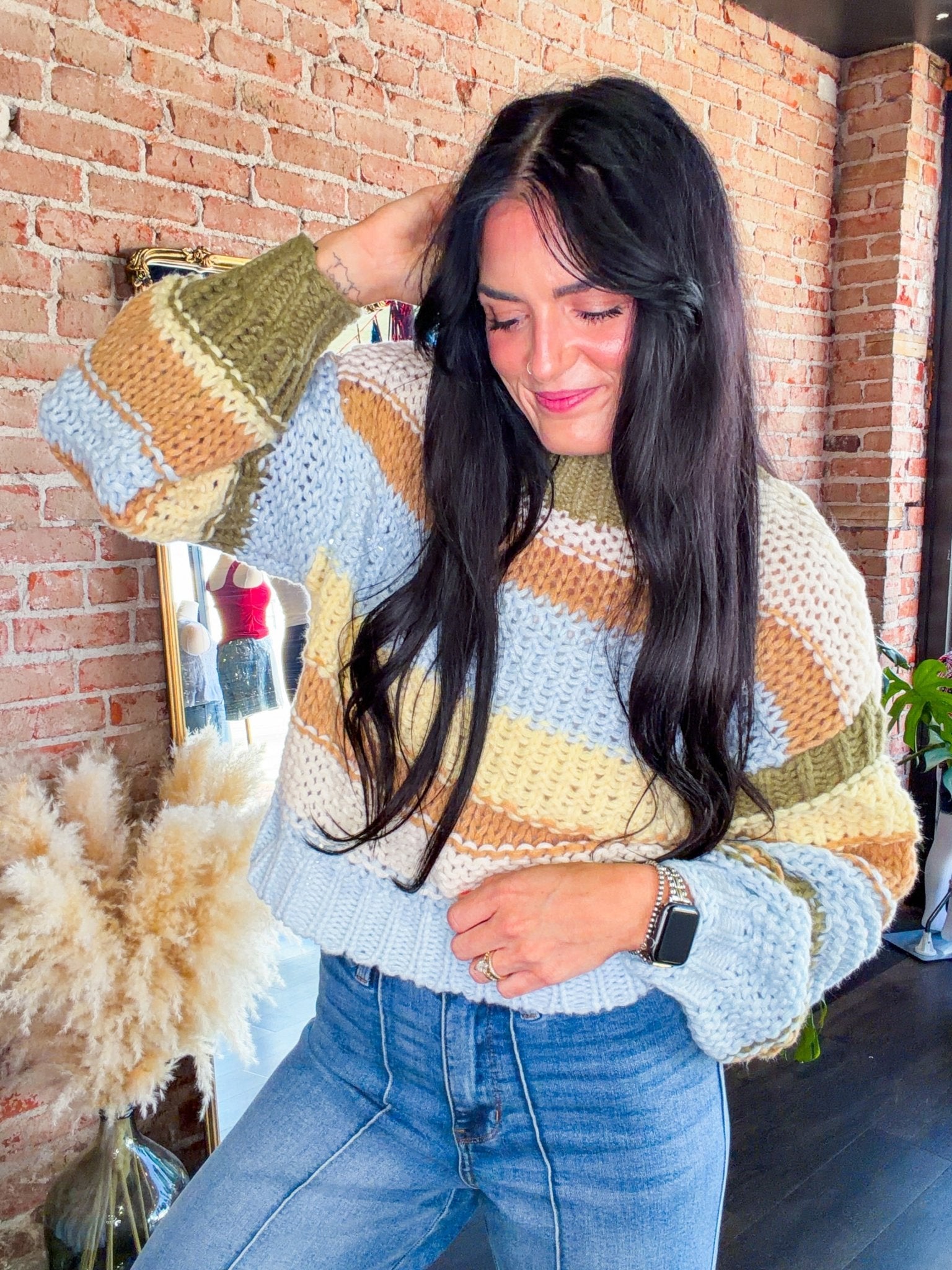 Oversized Striped Chunky Knit Sweater - Southern Chic Tees & Boutique