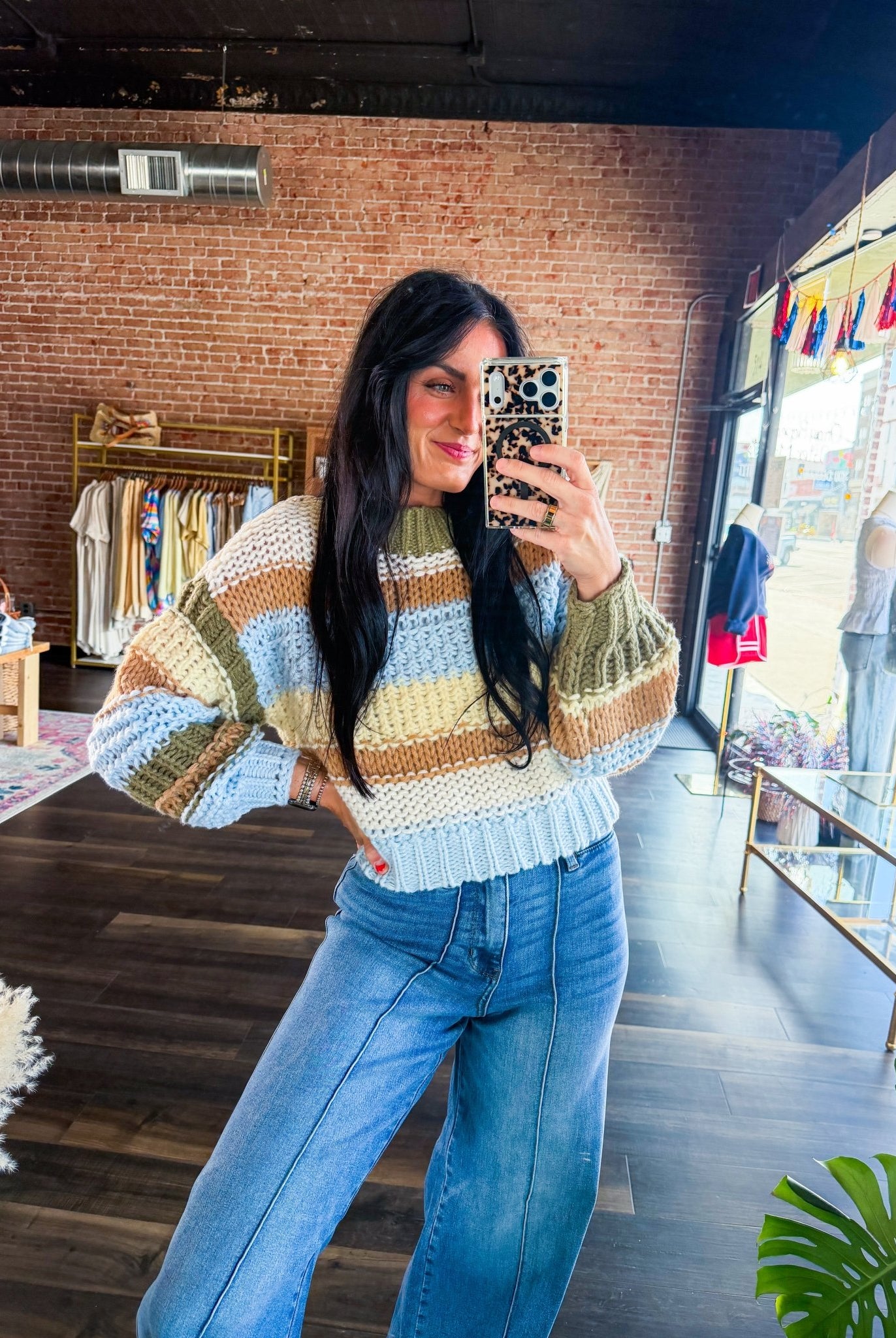Oversized Striped Chunky Knit Sweater - Southern Chic Tees & Boutique