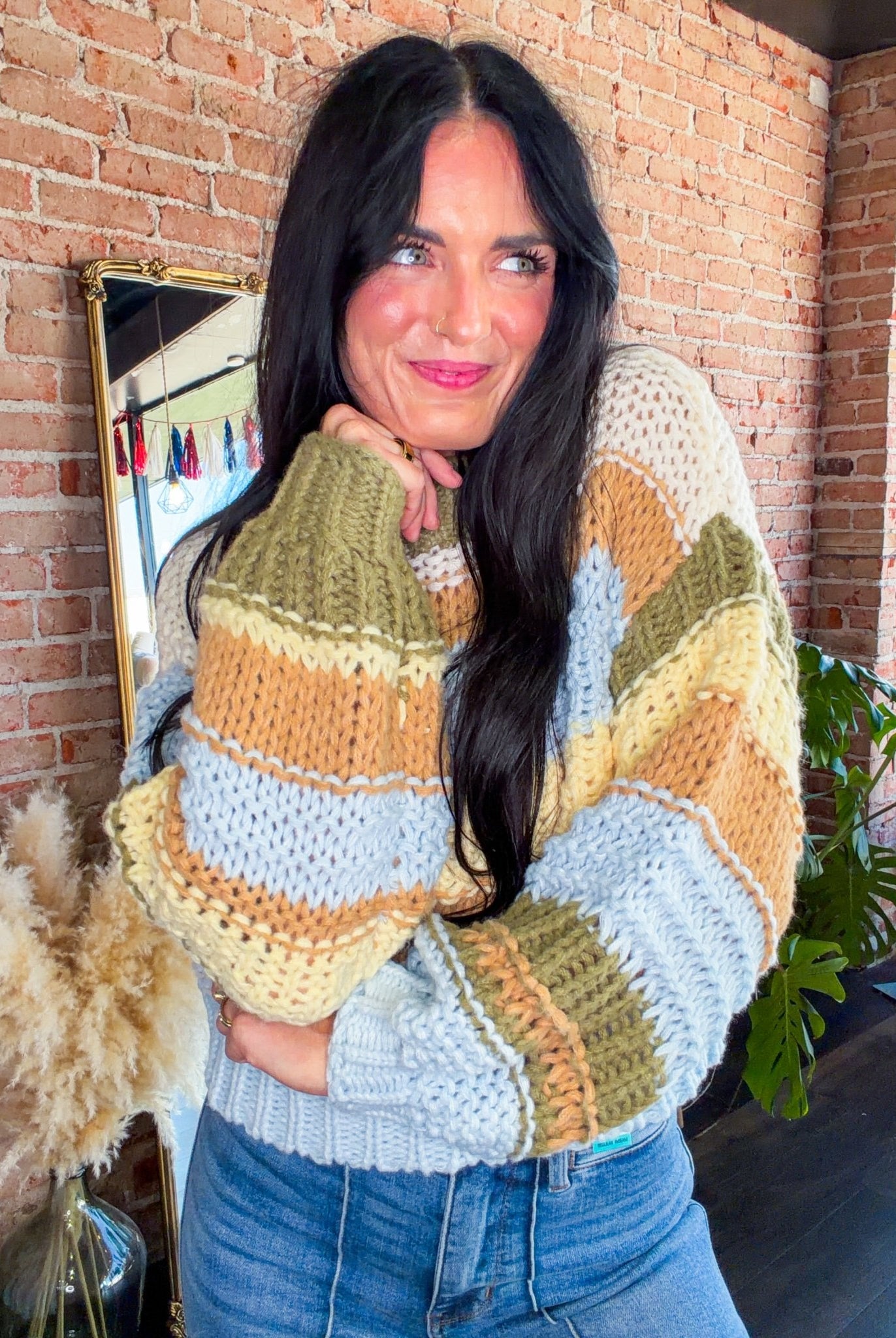 Oversized Striped Chunky Knit Sweater - Southern Chic Tees & Boutique