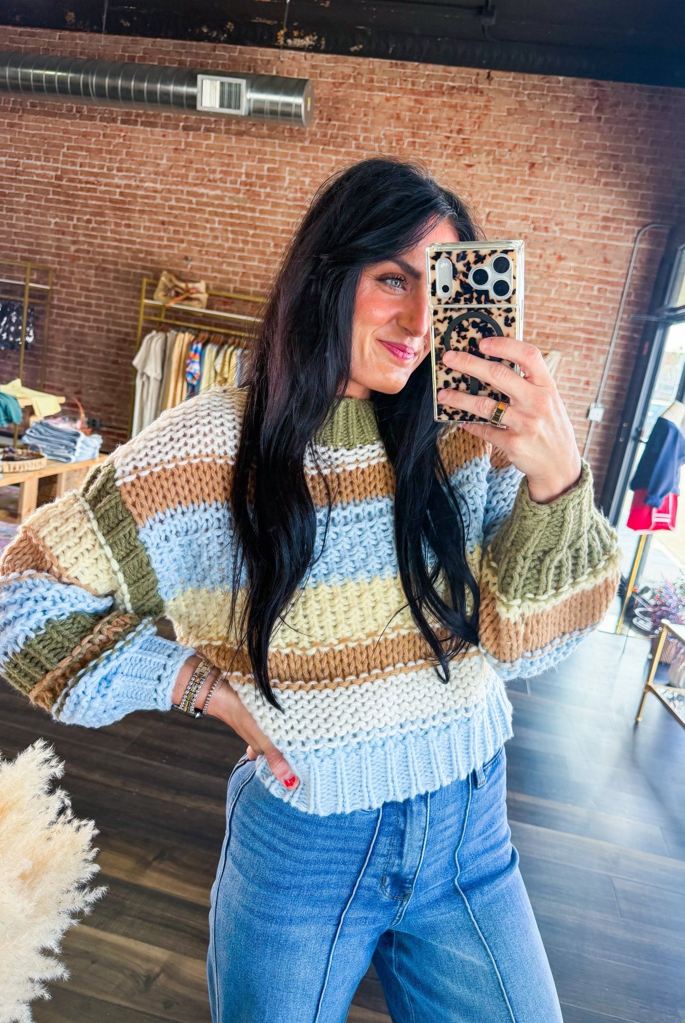 Oversized Striped Chunky Knit Sweater - Southern Chic Tees & Boutique