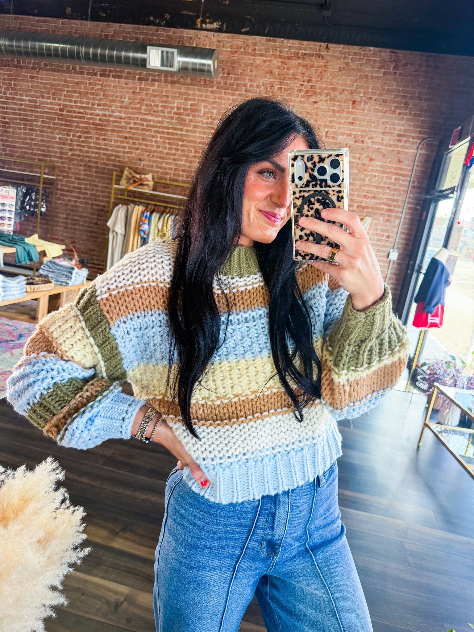 Oversized Striped Chunky Knit Sweater - Southern Chic Tees & Boutique