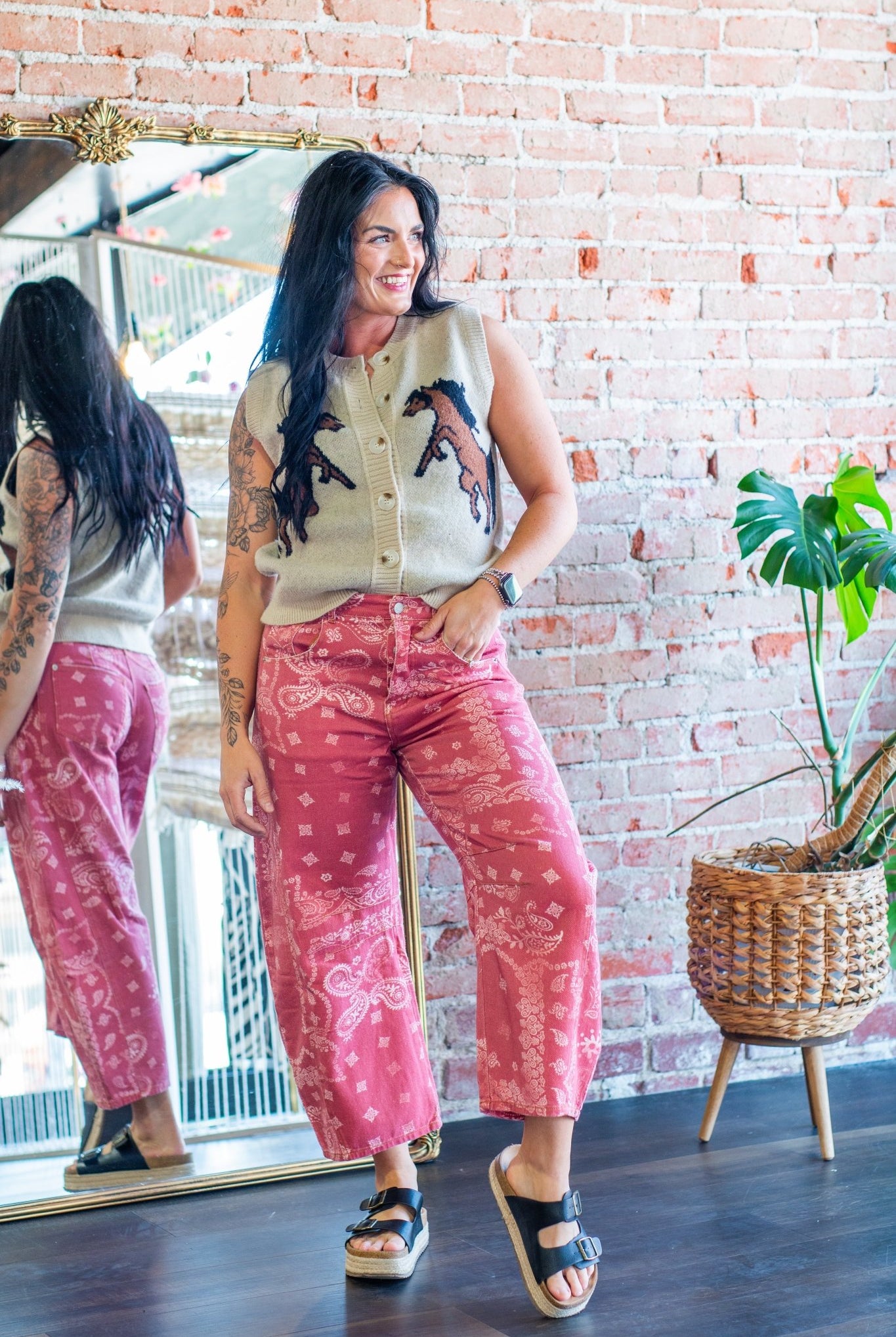 Paisley Bandana Mineral Wash Barrel Leg Jeans - Southern Chic Tees & Boutique
