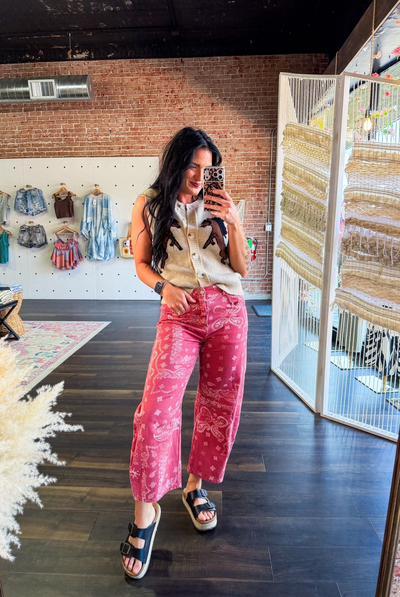 Paisley Bandana Mineral Wash Barrel Leg Jeans - Southern Chic Tees & Boutique