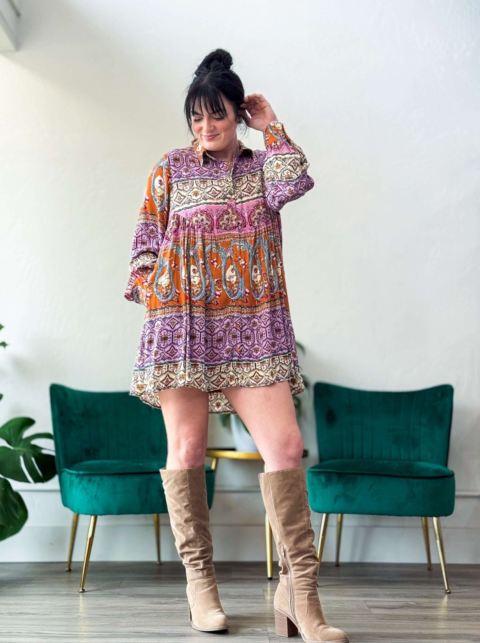 Paisley Print Shirt Dress - Southern Chic Tees & Boutique