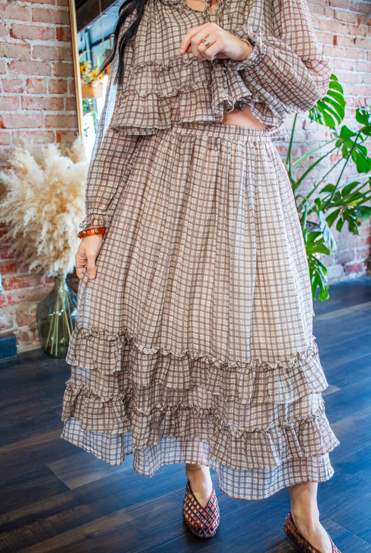 Picnic-Perfect Plaid Ruffle Midi Skirt - Southern Chic Tees & Boutique