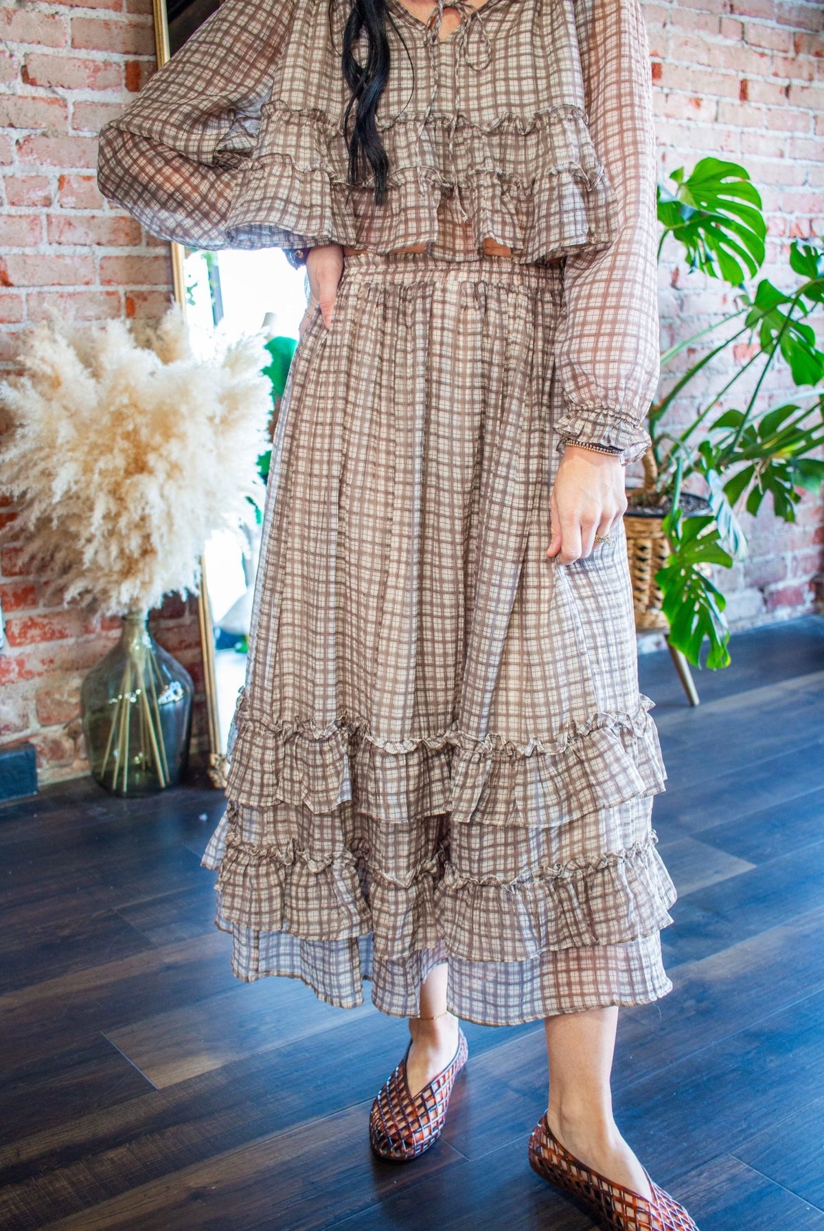 Picnic-Perfect Plaid Ruffle Midi Skirt - Southern Chic Tees & Boutique