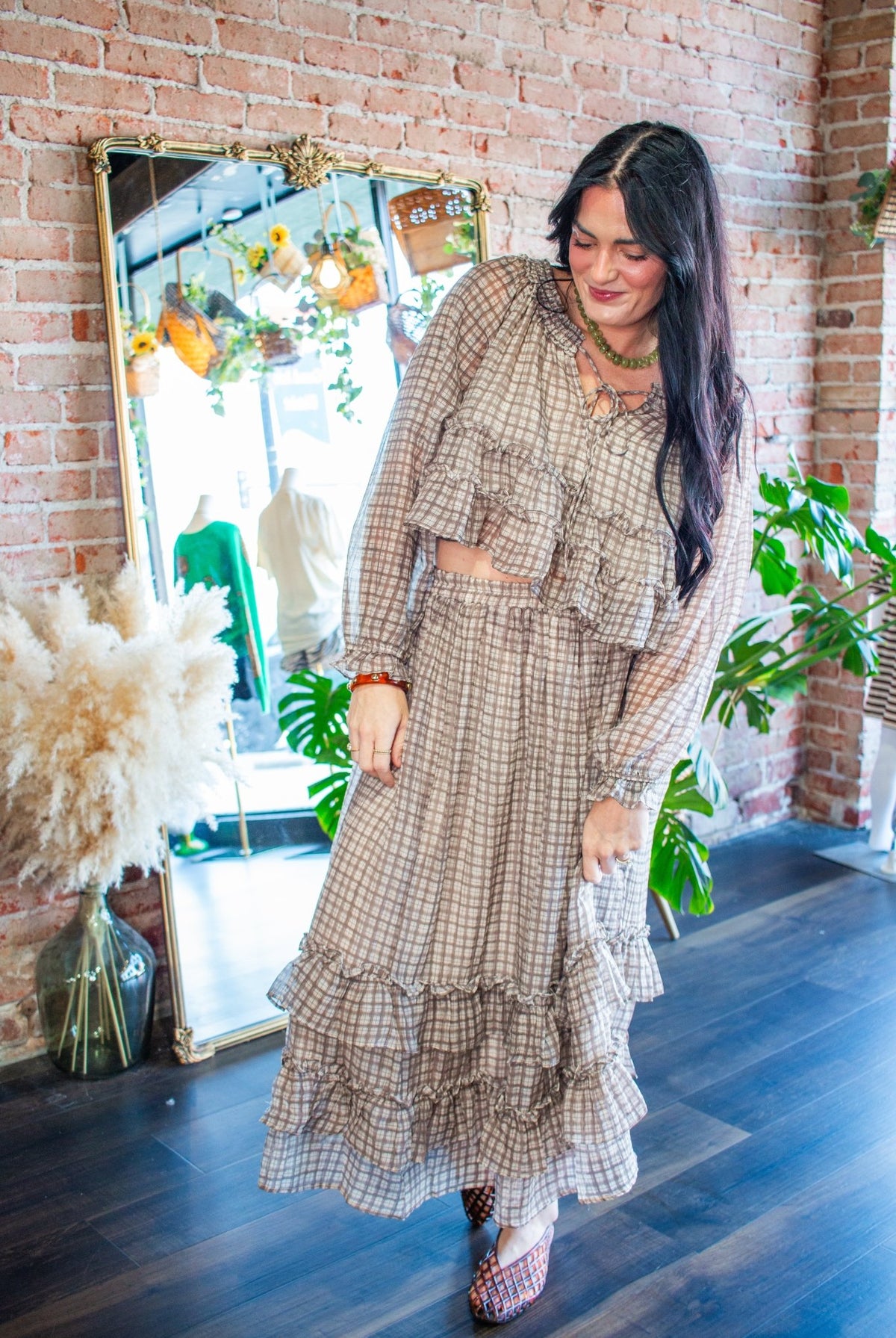 Picnic-Perfect Plaid Smocked Ruffle Top - Southern Chic Tees & Boutique