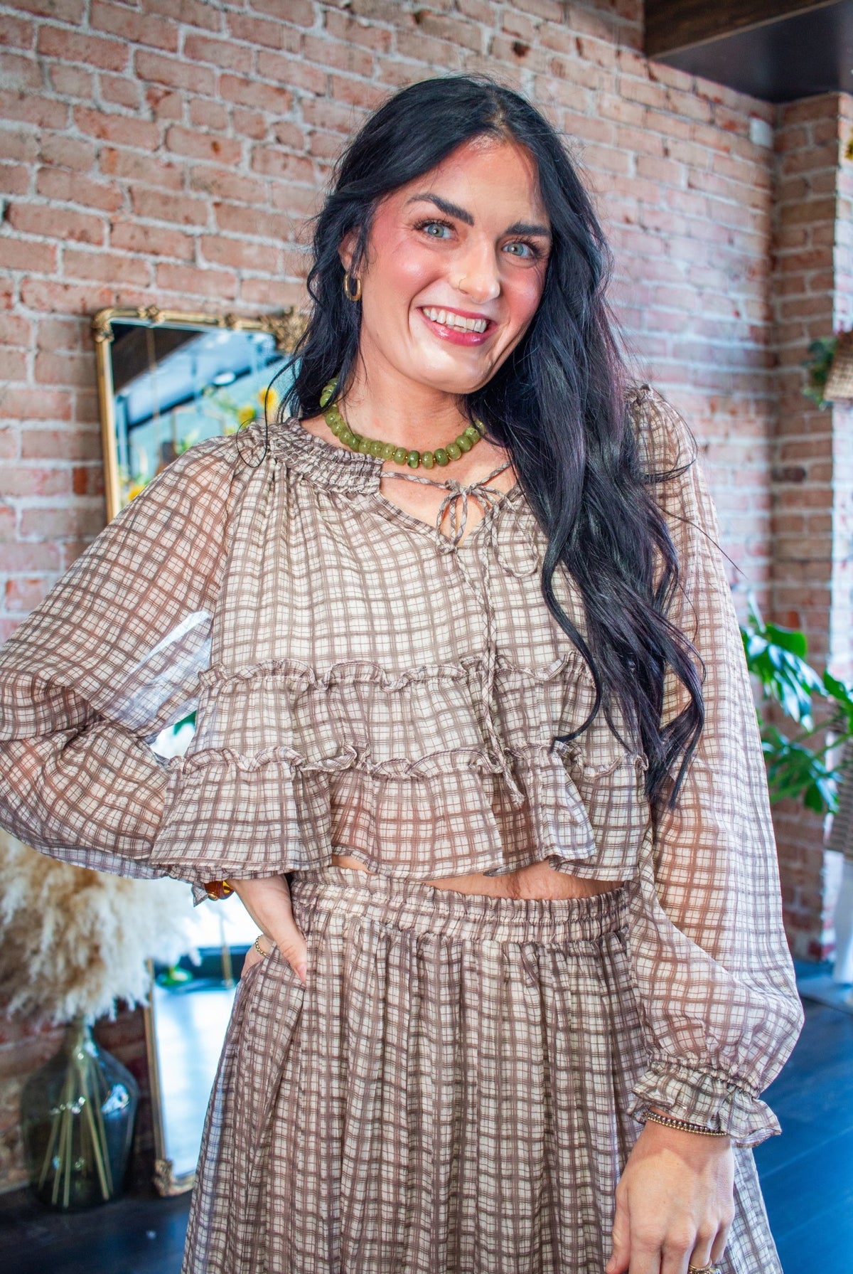 Picnic-Perfect Plaid Smocked Ruffle Top - Southern Chic Tees & Boutique