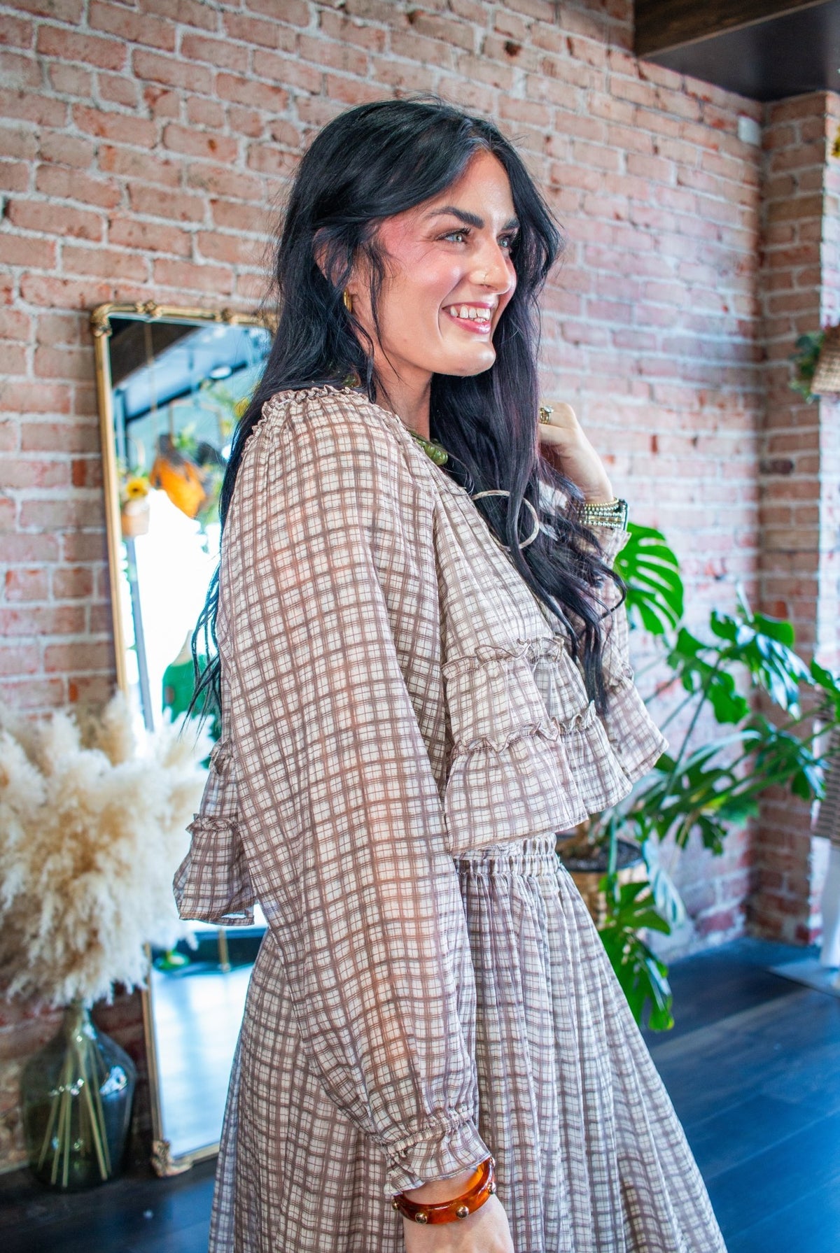 Picnic-Perfect Plaid Smocked Ruffle Top - Southern Chic Tees & Boutique