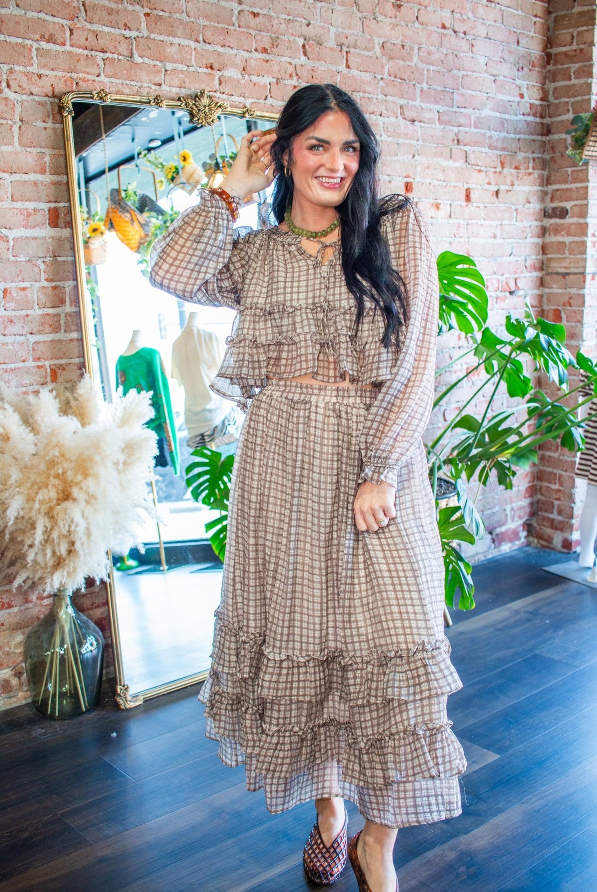 Picnic-Perfect Plaid Smocked Ruffle Top - Southern Chic Tees & Boutique