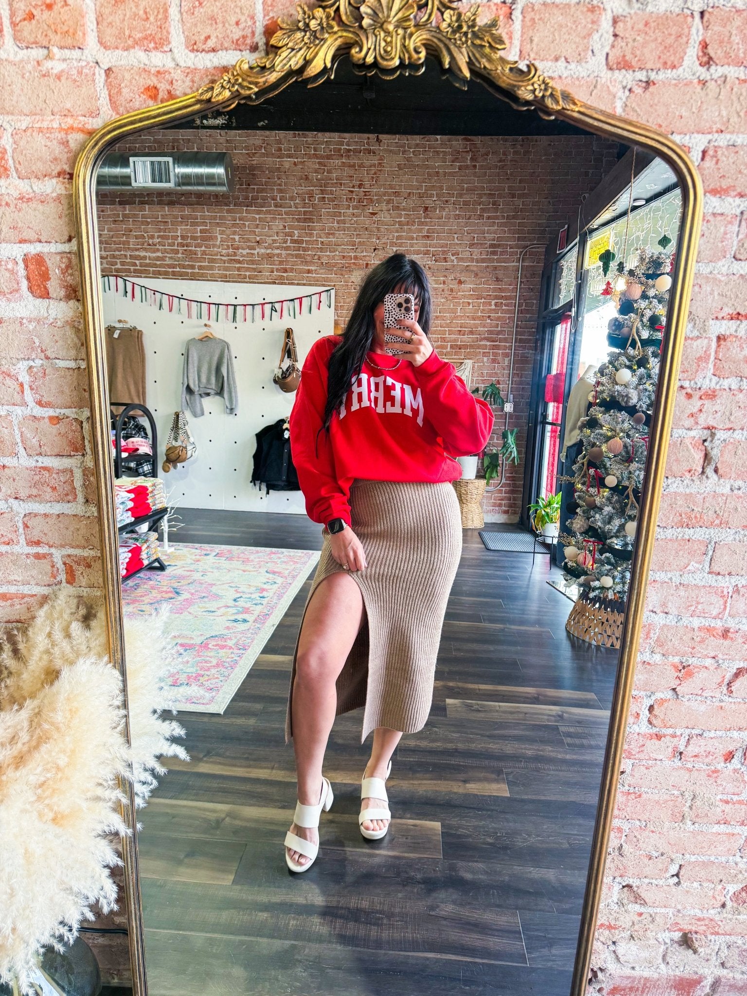 Red Merry Sweatshirt - Southern Chic Tees & Boutique