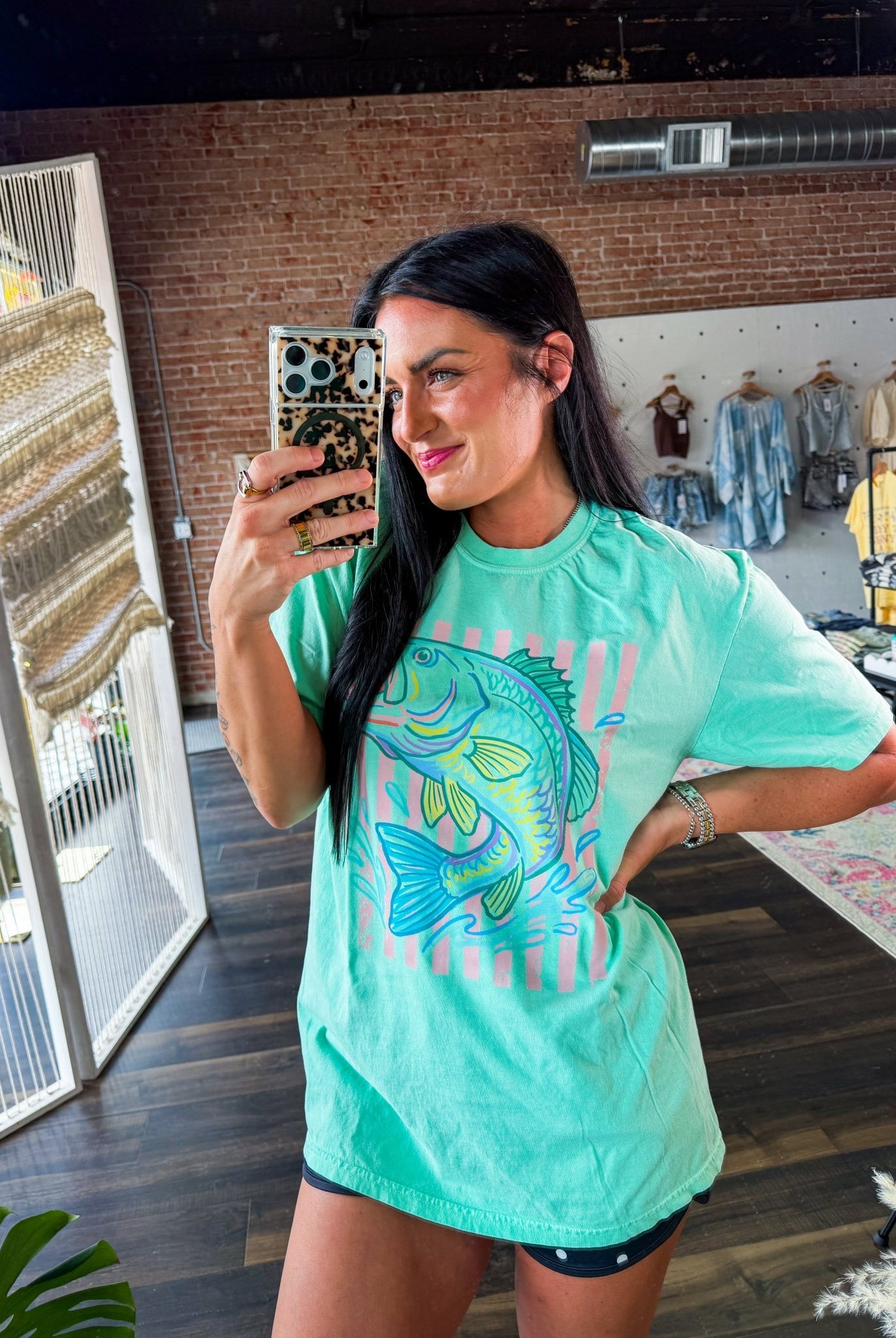 Retro Neon Bass Fishing Graphic Tee - Southern Chic Tees & Boutique